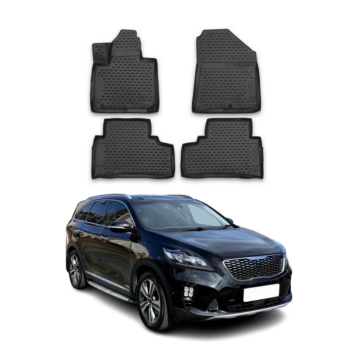 OMAC Alfombrillas De Coche para Kia Sorento 2015-2020 Negro Goma TPE 4Pza