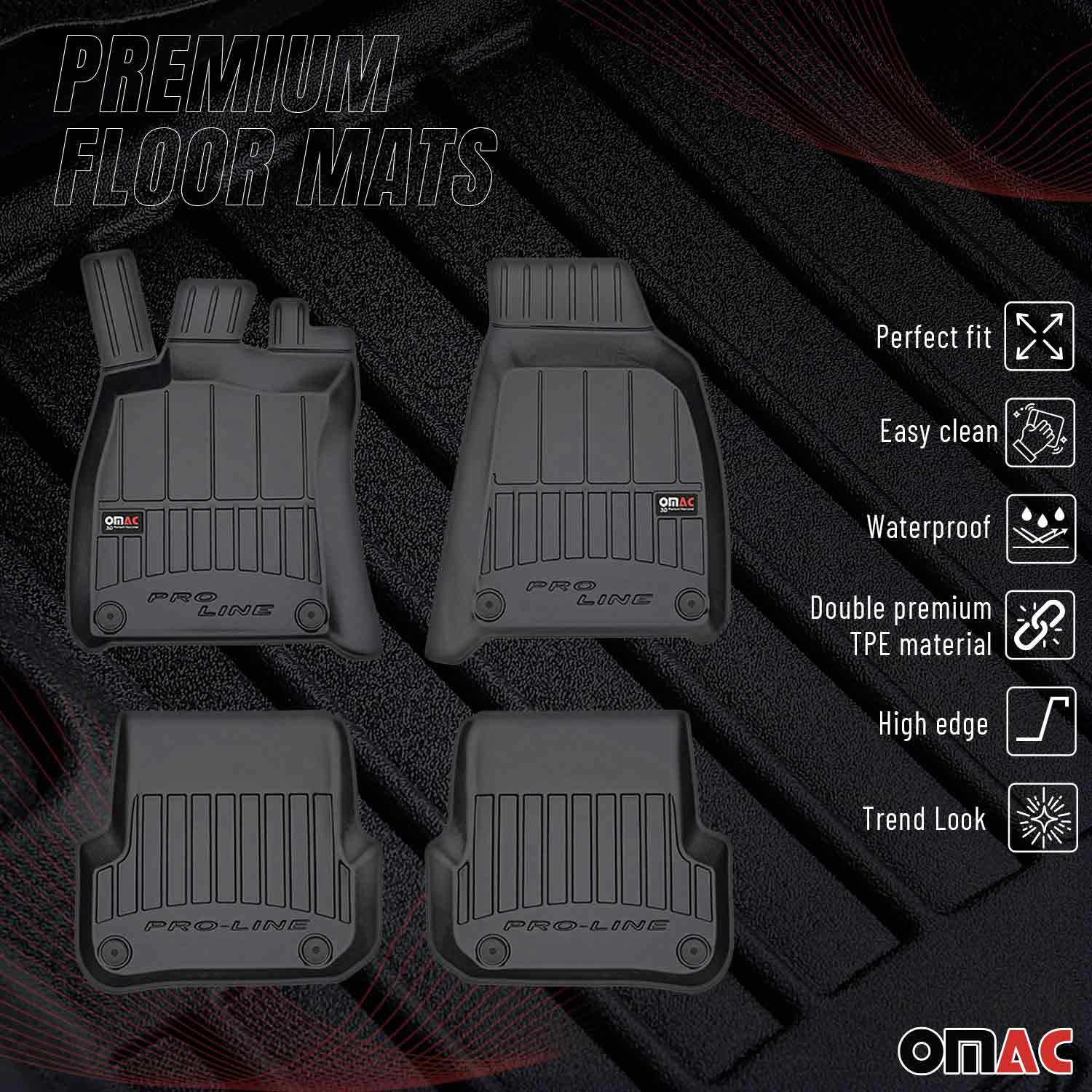 OMAC Premium Alfombrillas De Coche para Audi A6 Familiar Sedán 2004-2008 Goma 4x