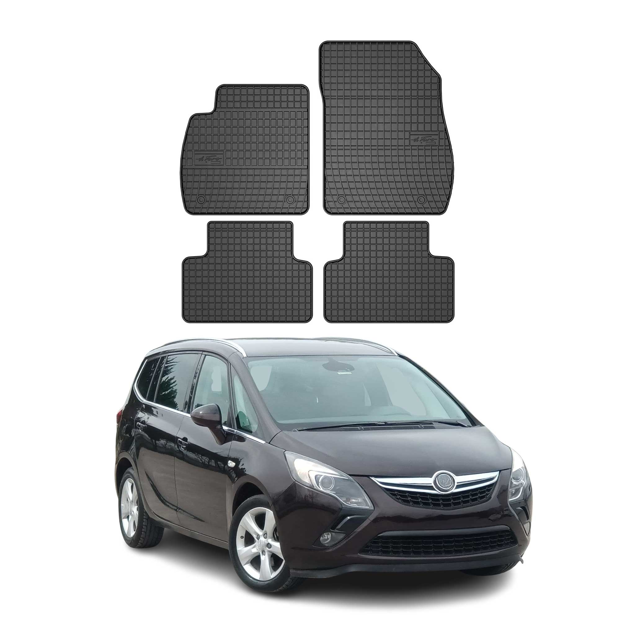 OMAC Alfombrillas De Coche para Opel Zafira C Tourer 2012-2019 Negro Goma 4Pza