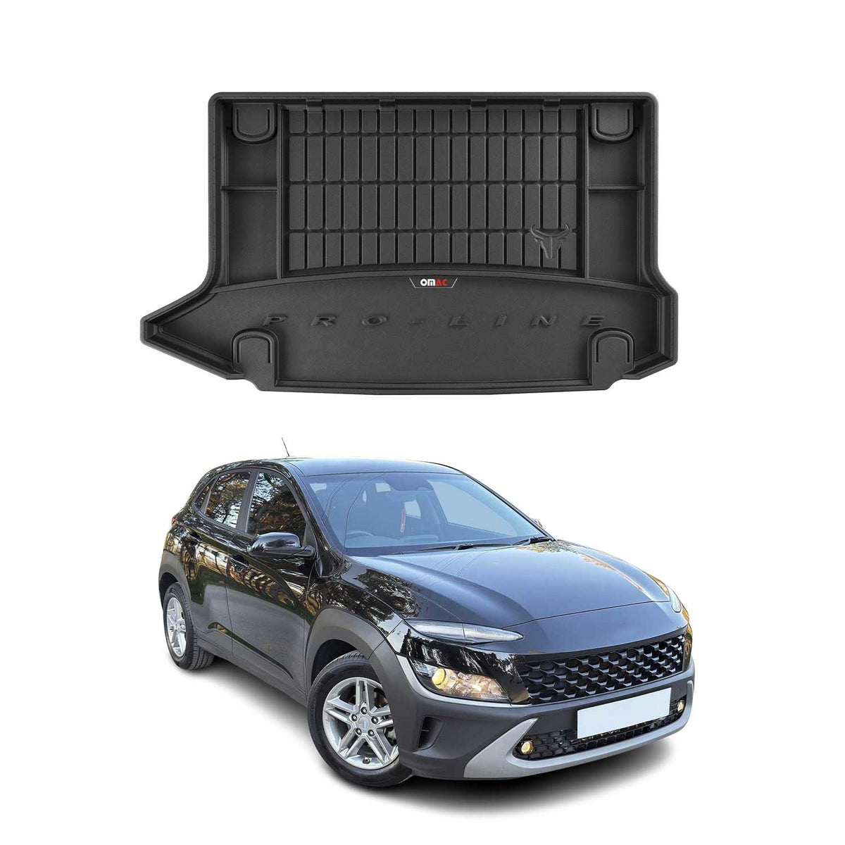OMAC Premium Bandeja Maletero Alfombrilla para Hyundai Kona 2017-2025 Negro TPE