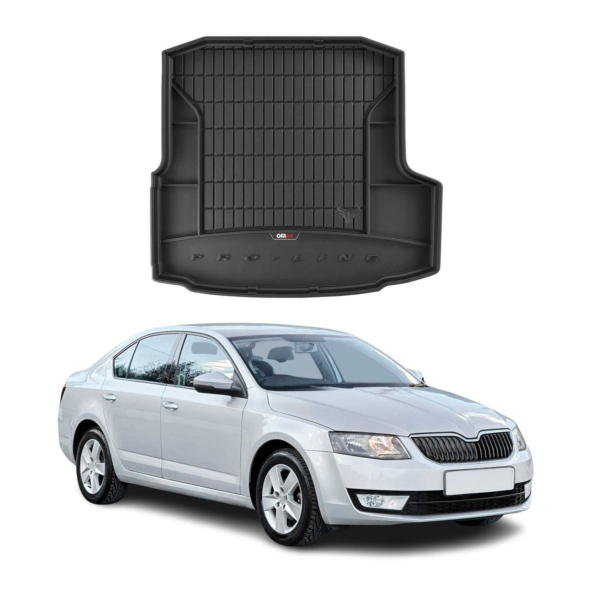 OMAC Premium Bandeja Maletero Alfombrilla para Skoda Octavia 2012-2016 Negro TPE