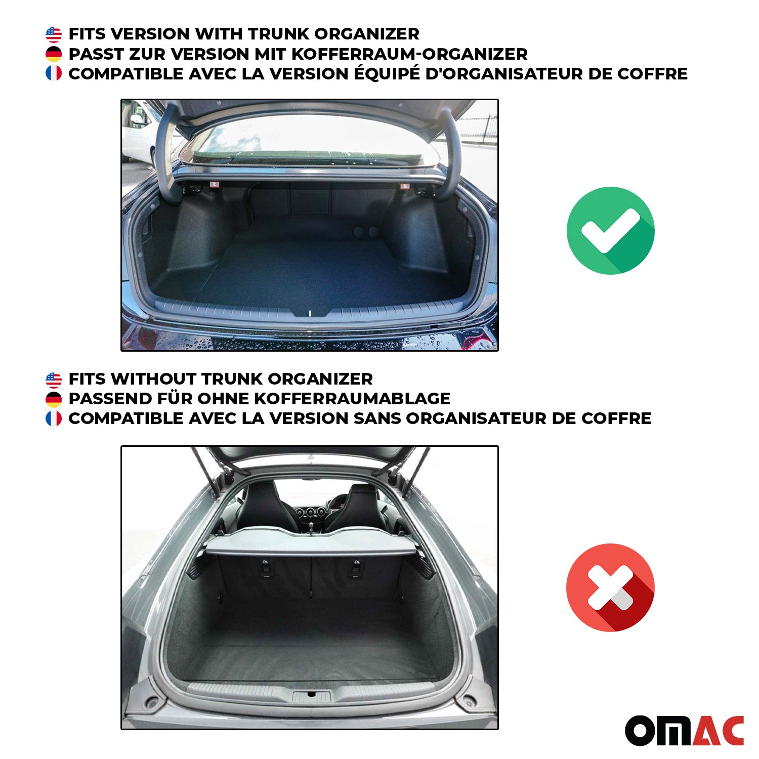 OMAC Bandeja Maletero Alfombrilla para BMW Serie 3 Sedán E90 2004-2011 Negro TPE