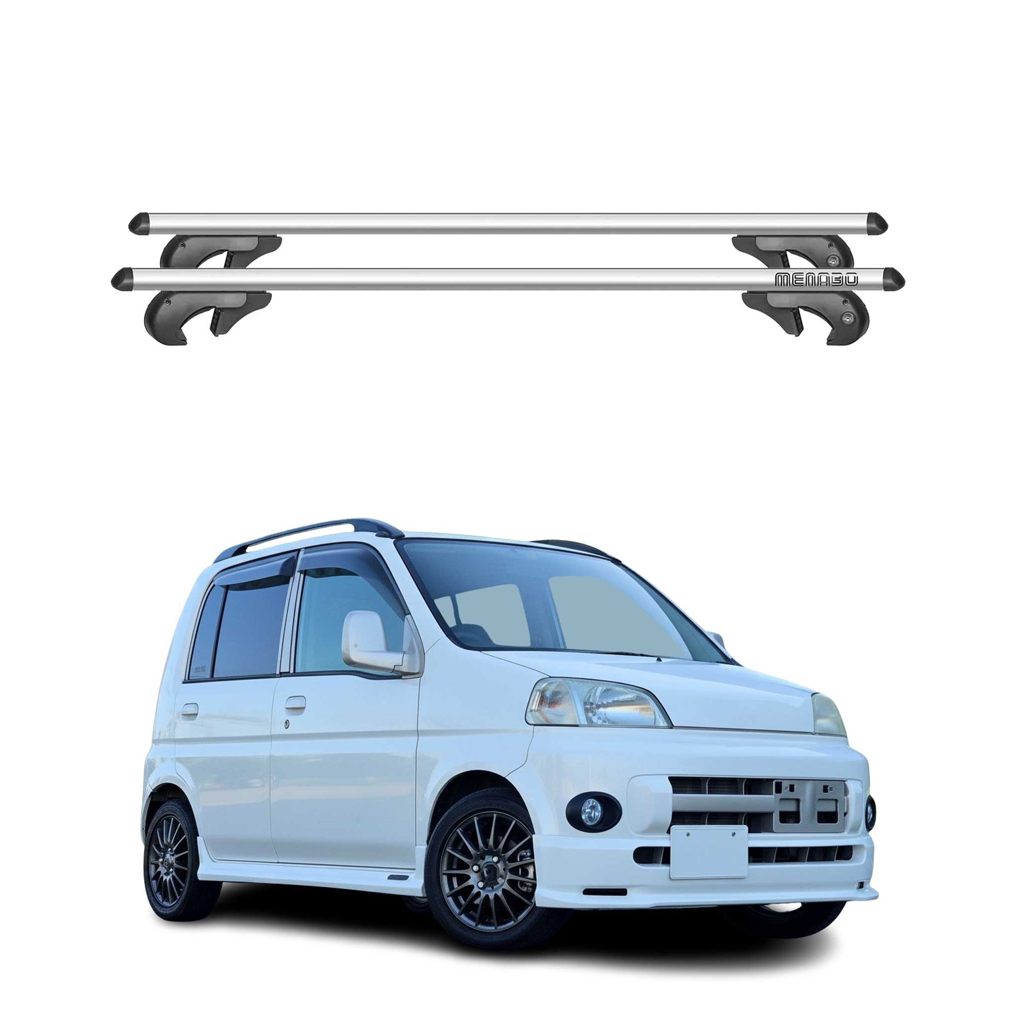 Menabo Barras de Techo Baca para Honda Life 1999-2008 Gris Aluminio 2Pza