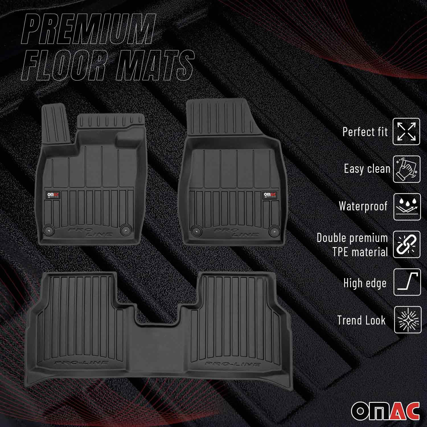 OMAC Premium Alfombrillas De Coche para VW ID.4 2021-2026 Negro TPE Goma 4Pza