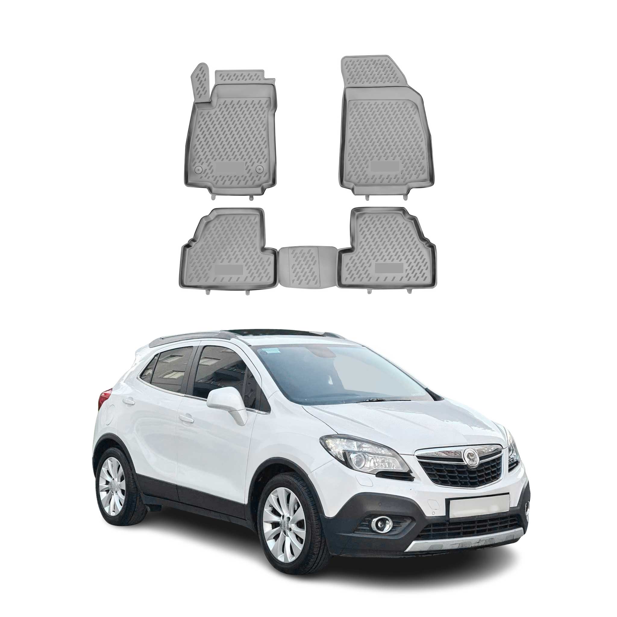 OMAC Alfombrillas De Coche para Opel Mokka 2012-2019 Gris Goma TPE 4Pza