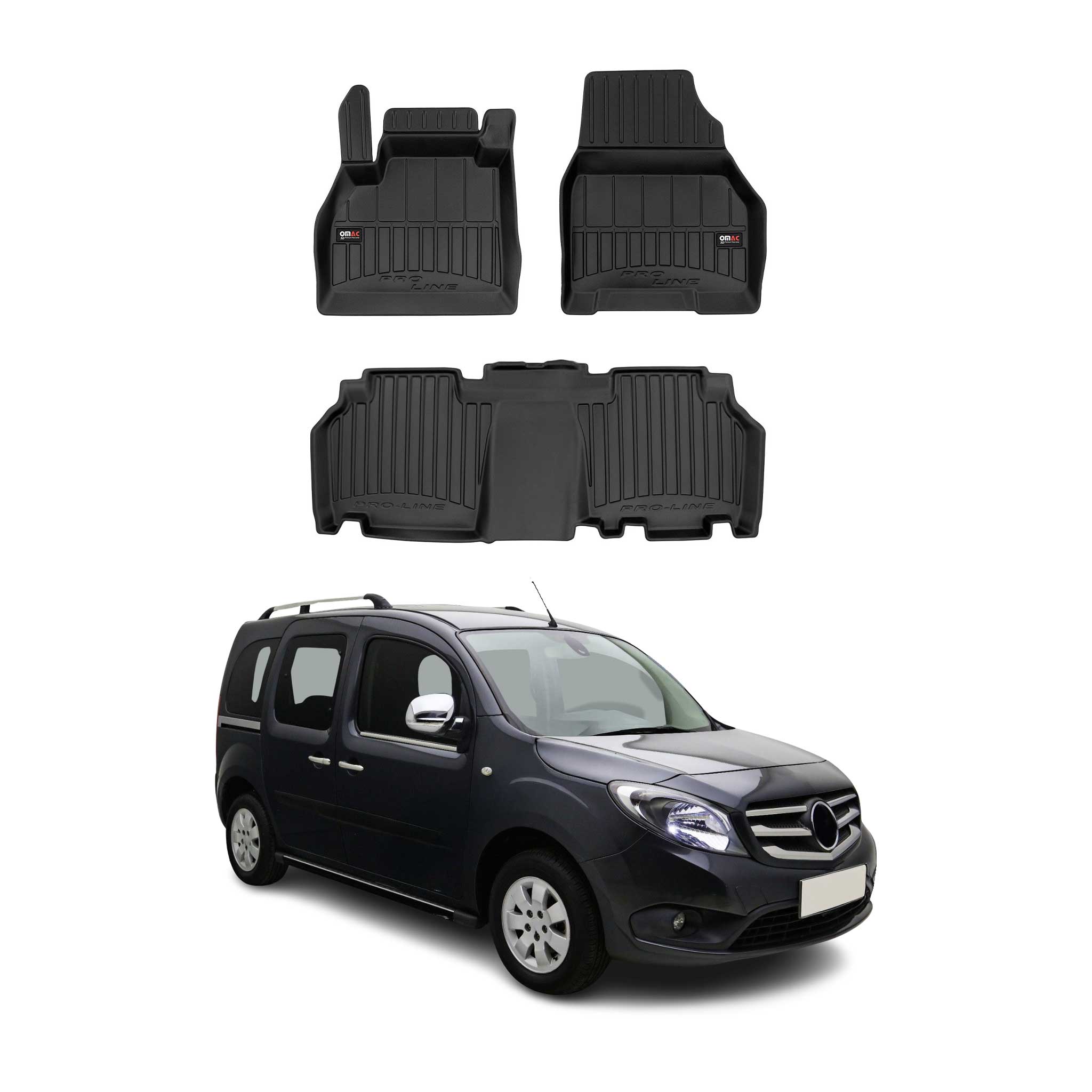 OMAC Premium Alfombrillas De Coche para Mercedes Citan W415 2012-2021 Goma 3x