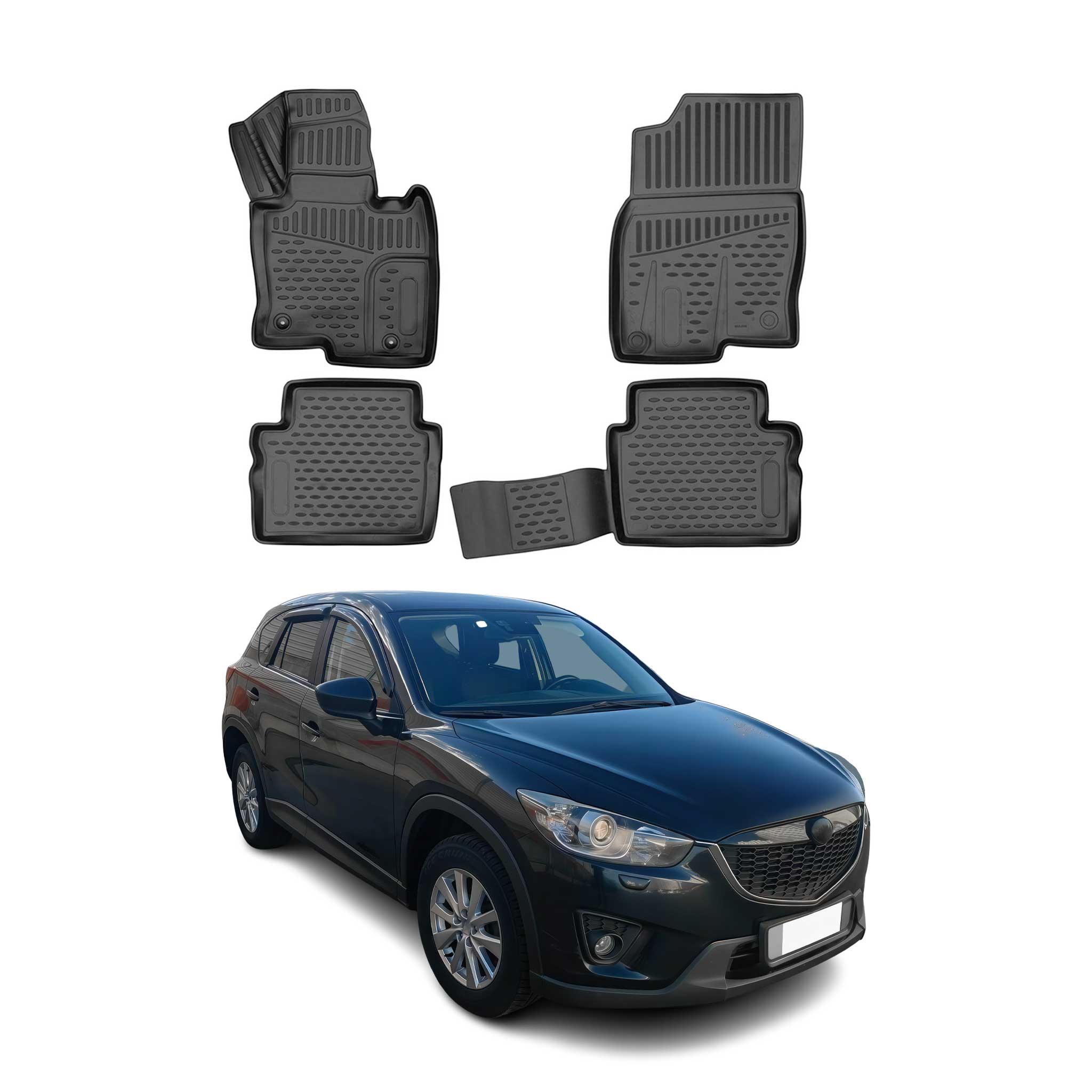 OMAC Alfombrillas De Coche para Mazda CX-5 2012-2017 RHD Negro Goma TPE 4Pza
