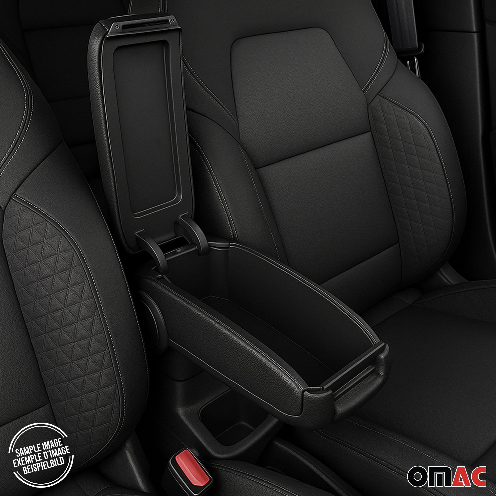 Negro Reposabrazos Consola para VW Caddy 2003-2020 Negro PU Cuero Plástico 1Pza