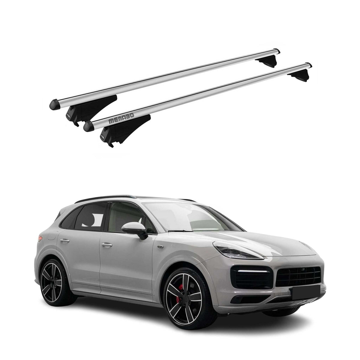 Menabo Barras de Techo Coche Baca para Porsche Cayenne 2017-2025 Gris Alu 2Pza