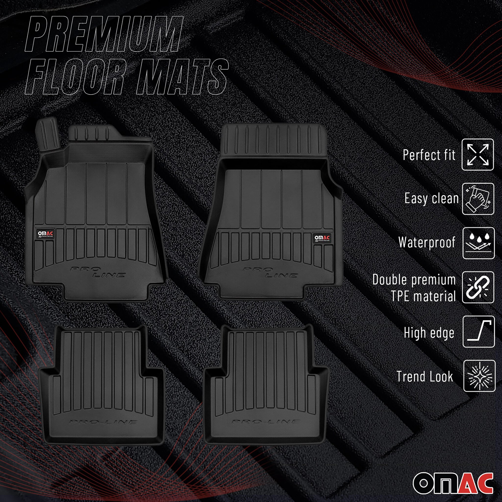 OMAC Premium Alfombrillas De Coche para Mercedes A Class W169 2004-2012 Goma 4x