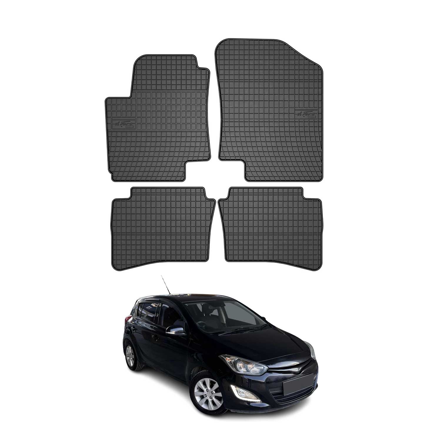 OMAC Alfombrillas De Coche para Hyundai i20 2008-2014 Negro Goma 4Pza