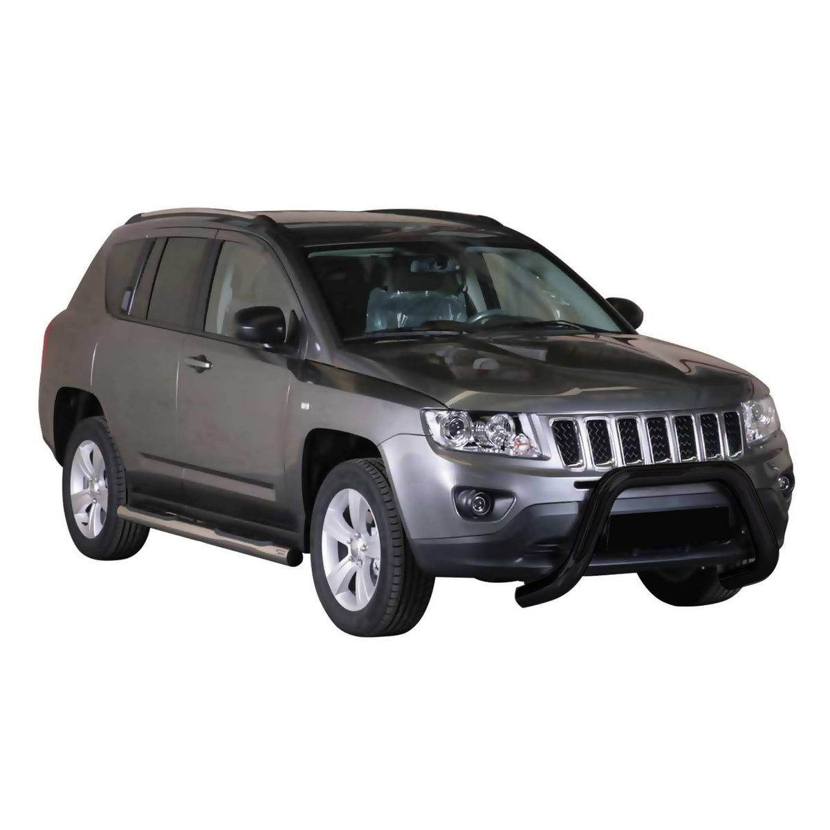Bull Barra Frontal para Jeep Compass 2011-2016 Negro Brillante Acero 1Pza