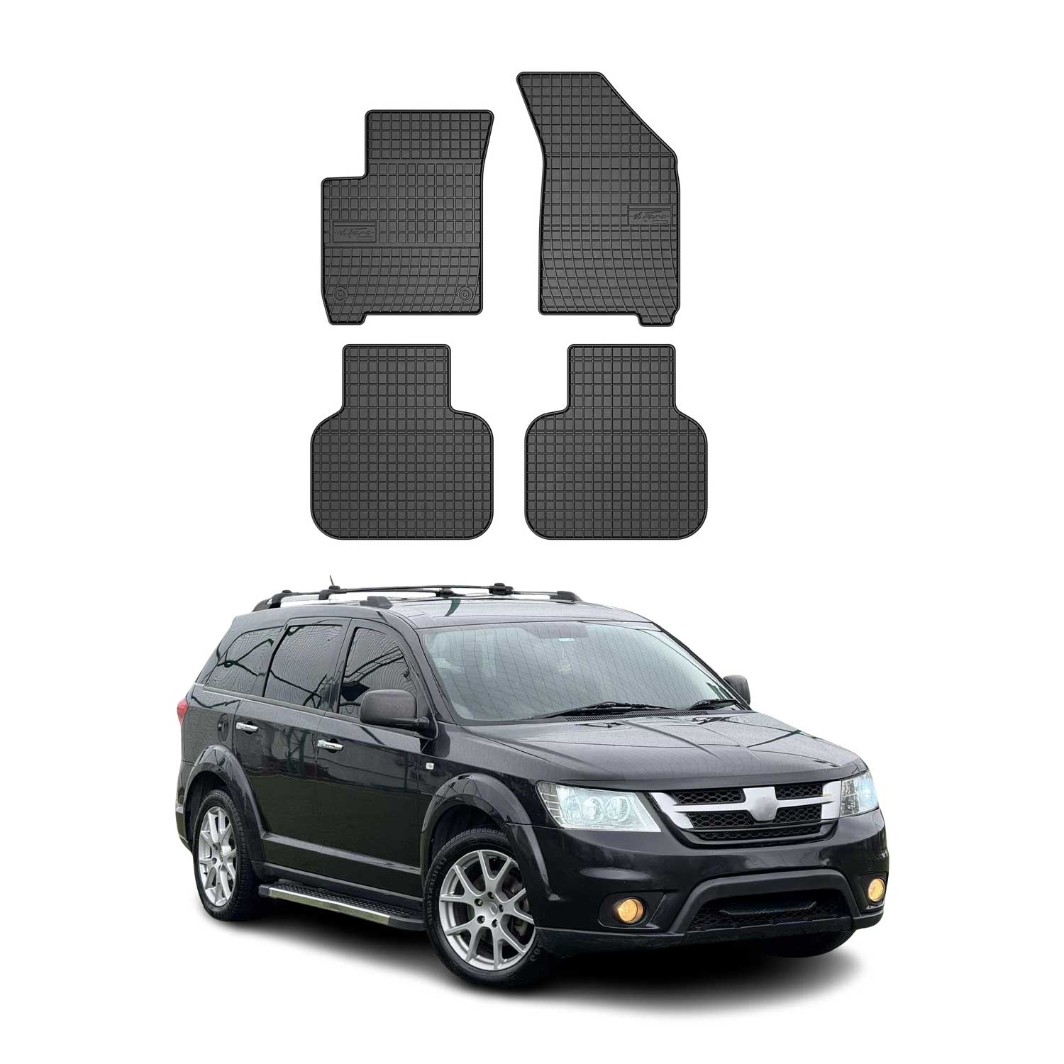 OMAC Alfombrillas De Coche para Fiat Freemont 2011-2016 Negro Goma TPE 4Pza