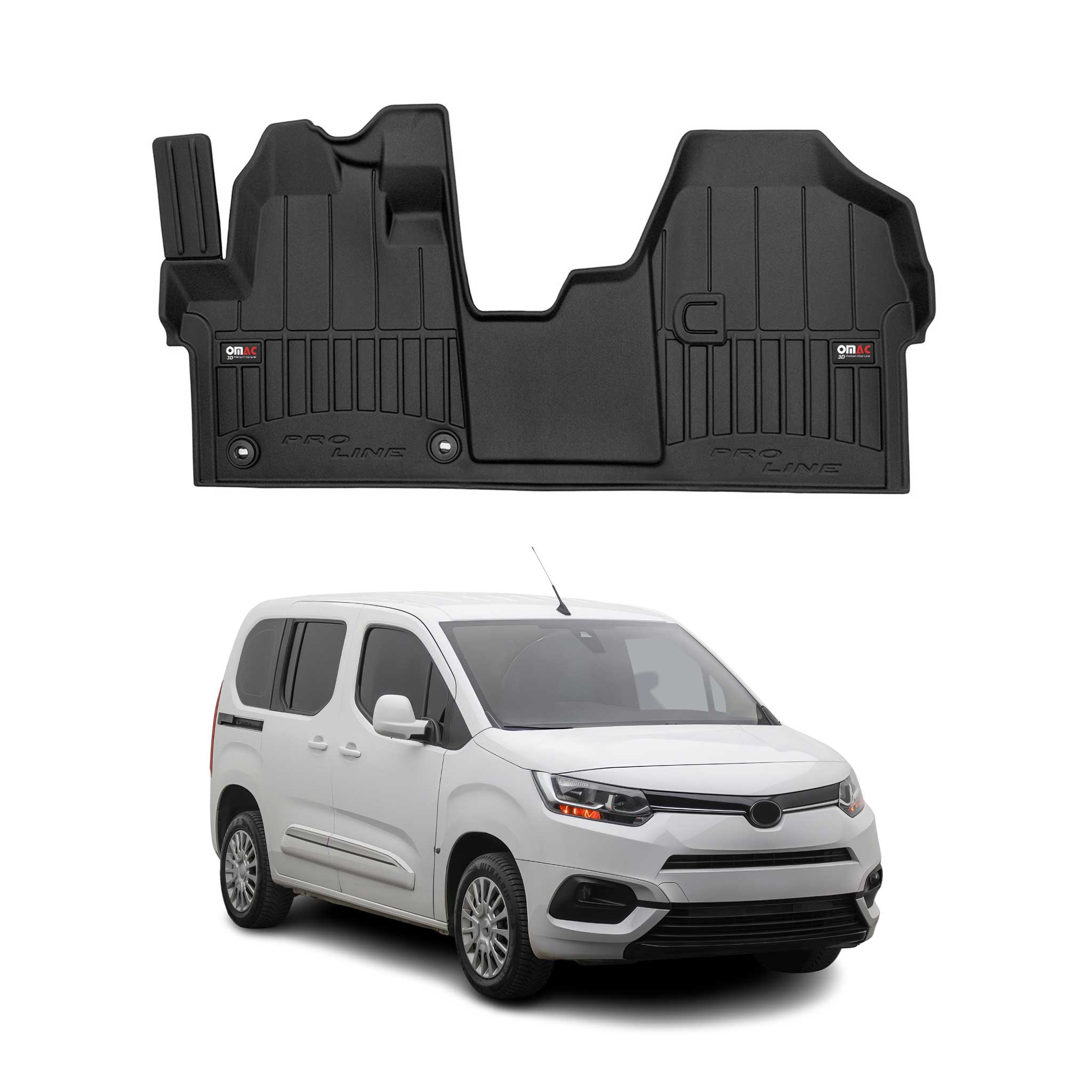 OMAC Premium Alfombrillas De Coche para Toyota Proace 2016-2025 Negro TPE Goma