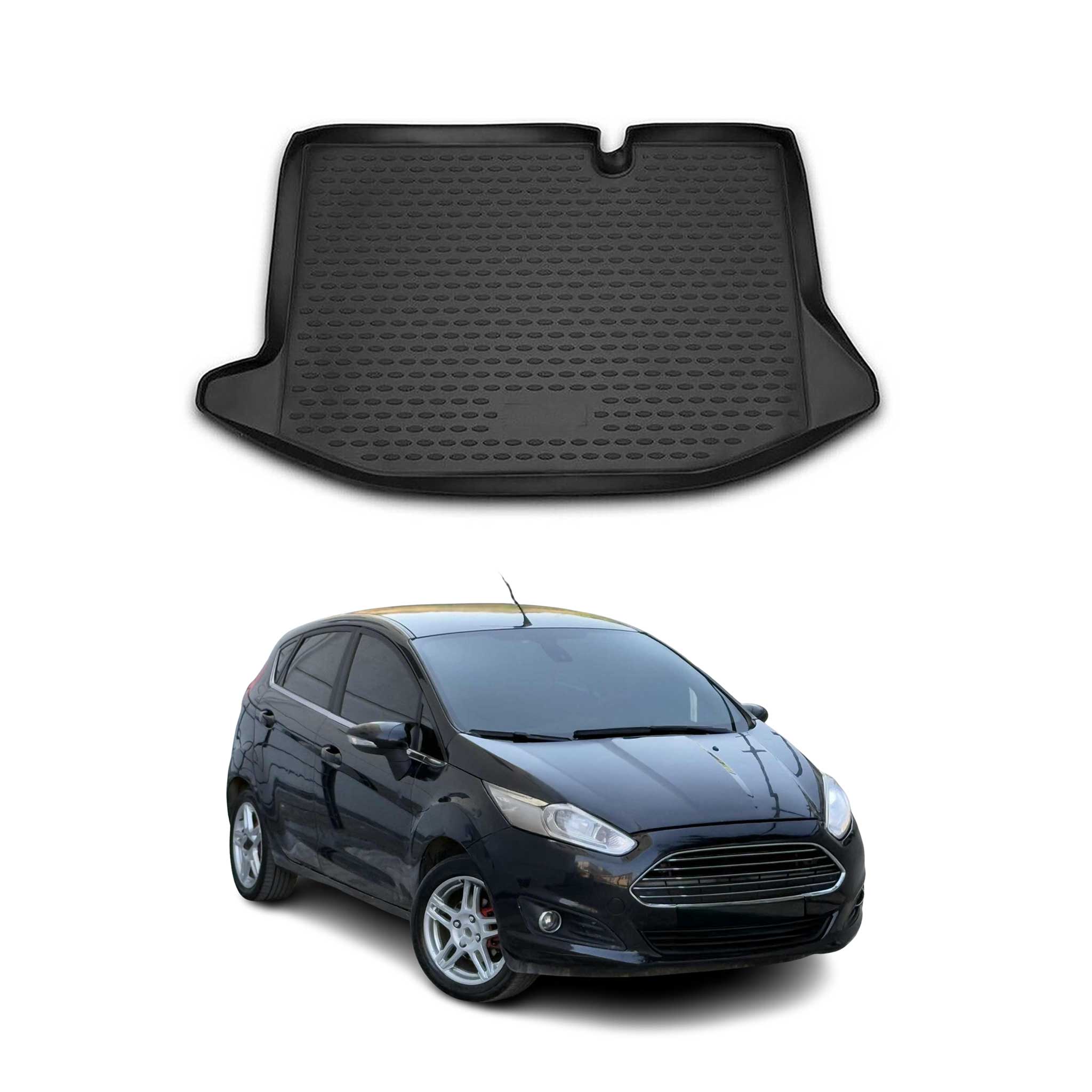 OMAC Bandeja Maletero Alfombrilla para Ford Fiesta 2008-2019 Negro Goma TPE 1Pza