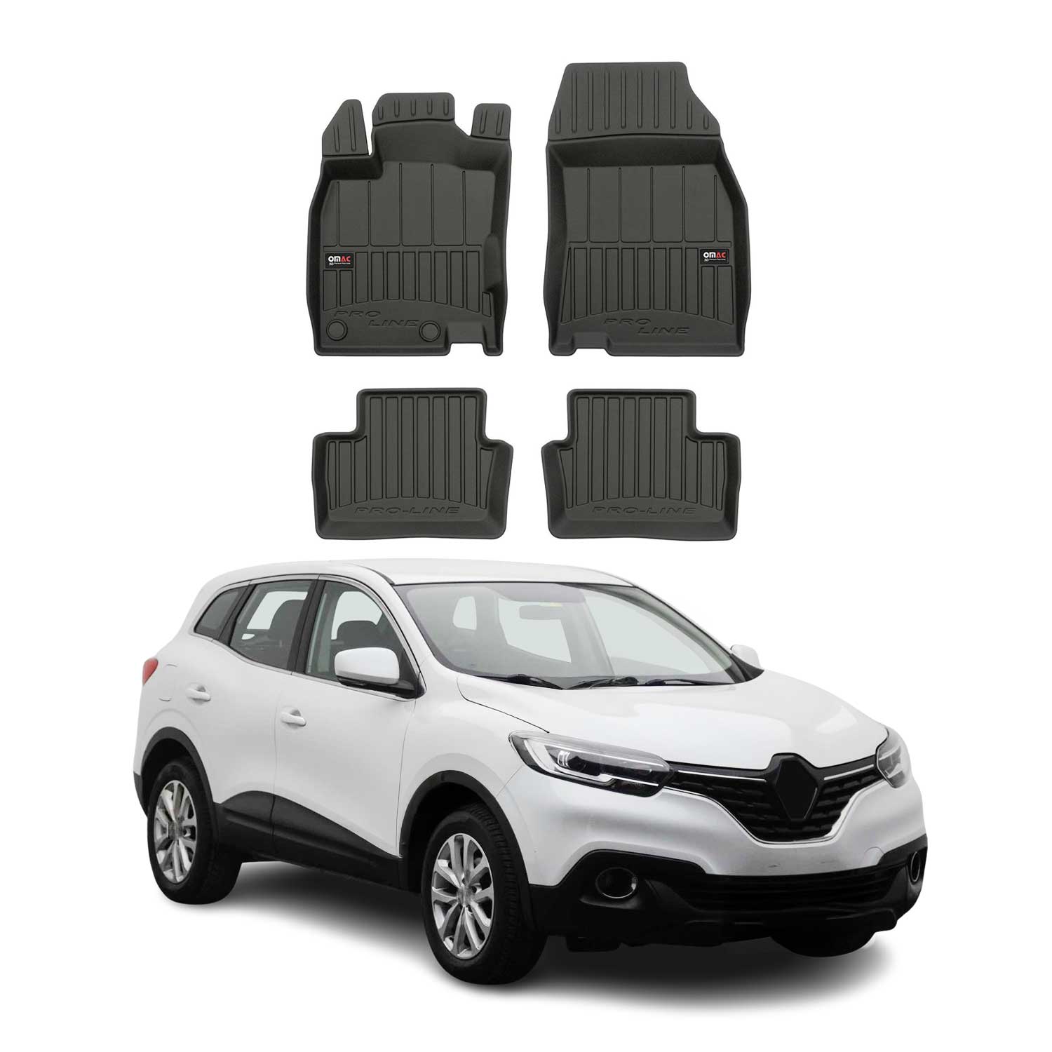 OMAC Premium Alfombrillas De Coche para Renault Kadjar 2015-2025 TPE Goma 4x