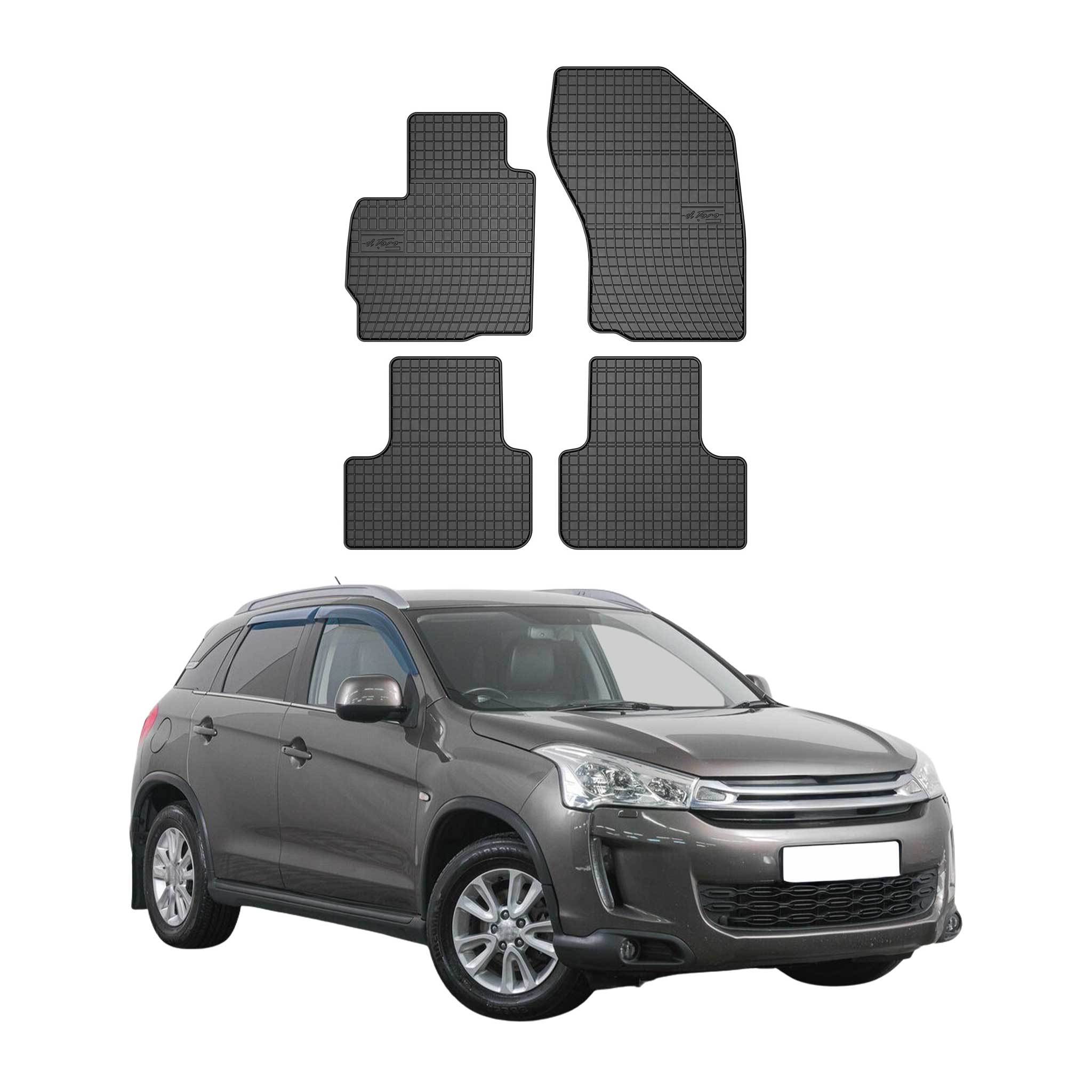 OMAC Alfombrillas Coche para Citroen C4 Aircross 2012-2017 Negro Goma TPE 4Pza