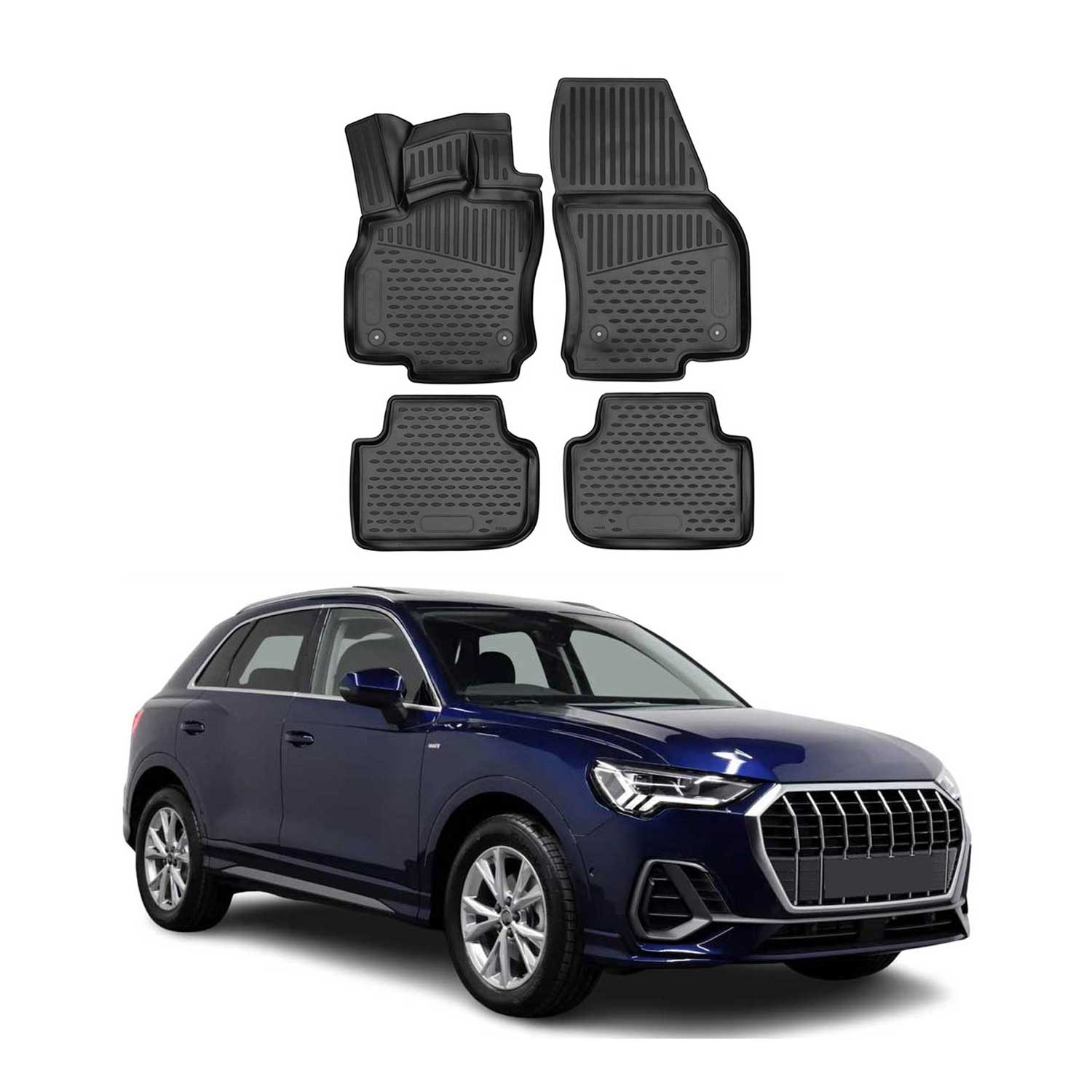 OMAC Alfombrillas De Coche para Audi Q3 Q3 Sportback 2018-2025 Negro Goma 4x