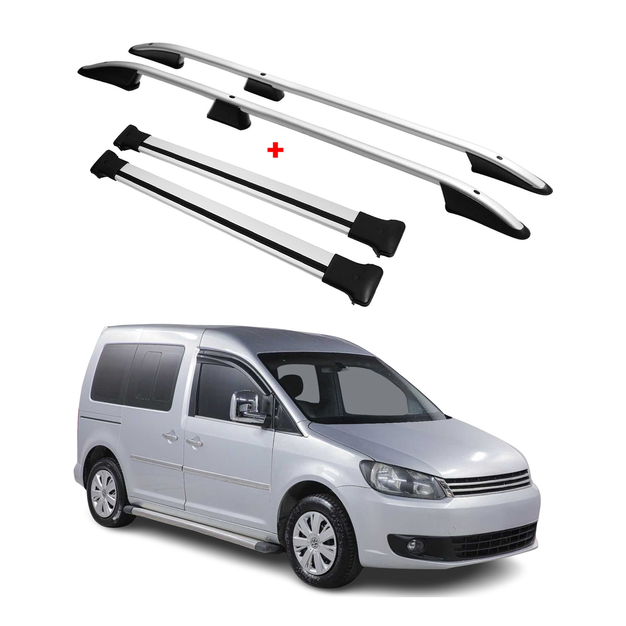 Rieles & Barras de Techo Coche para VW Caddy 2003-2020 Corto Gris Aluminio 4Pza