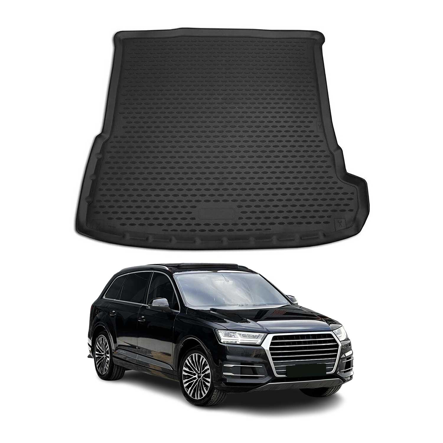 OMAC Bandeja Maletero Alfombrilla para Audi Q7 4M 2015-2025 Negro Goma TPE 1Pza