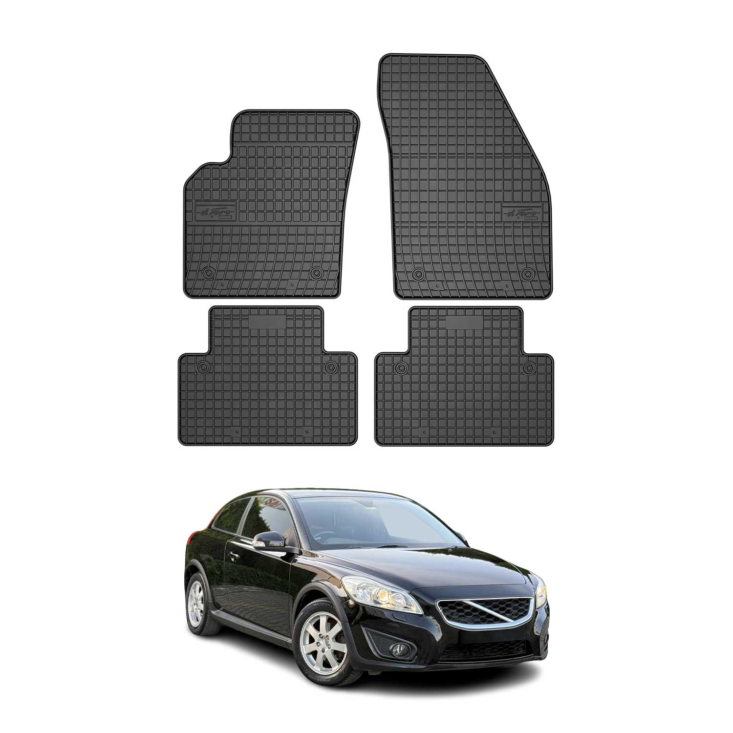OMAC Alfombrillas De Coche para Volvo S40 2004-2012 Negro Goma 4Pza