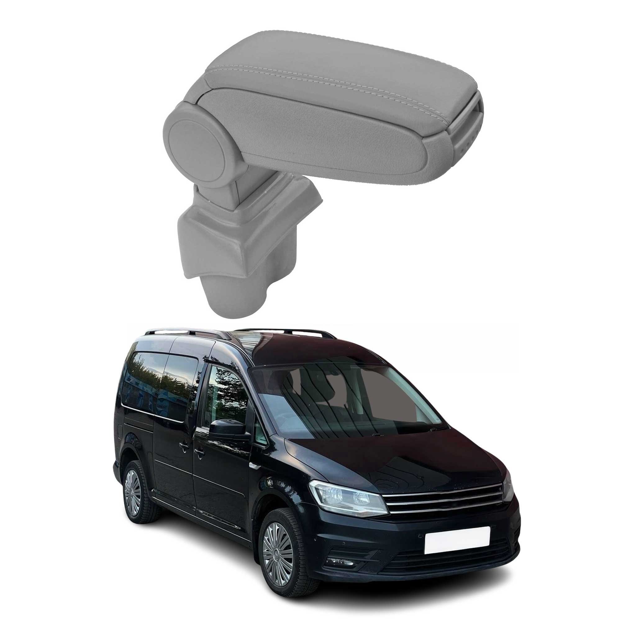 Gris Reposabrazos Consola para VW Caddy 2003-2020 Gris PU Cuero Plástico 1Pza