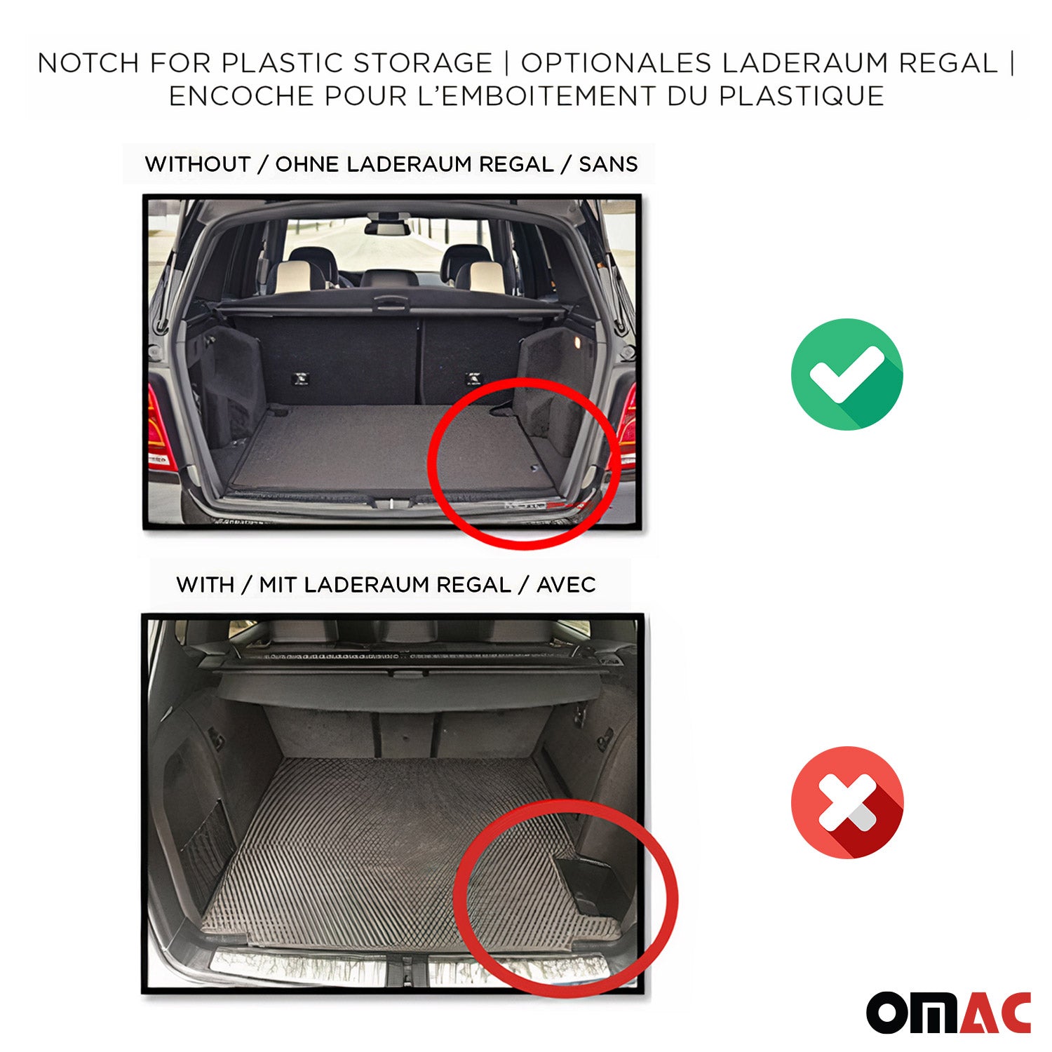 OMAC Premium Bandeja Maletero Alfombrilla para Skoda Karoq 2017-2026 Negro