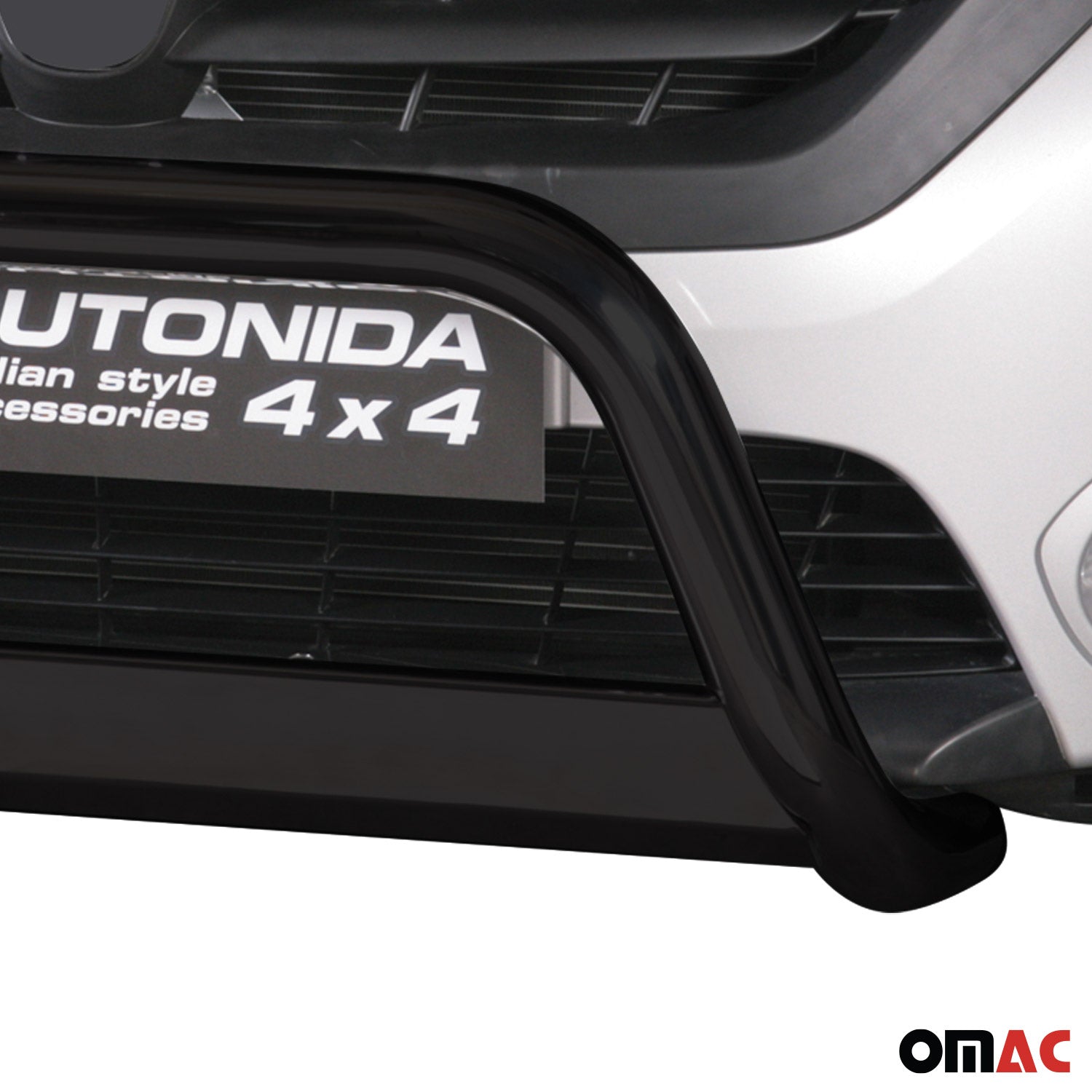 Bull Barra Frontal para Dacia Dokker 2012-2017 Negro Brillante Acero 1Pza