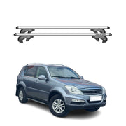 Menabo Barras de Techo Coche Barra para Ssangyong Rexton W Y290 2013-2017 Gris