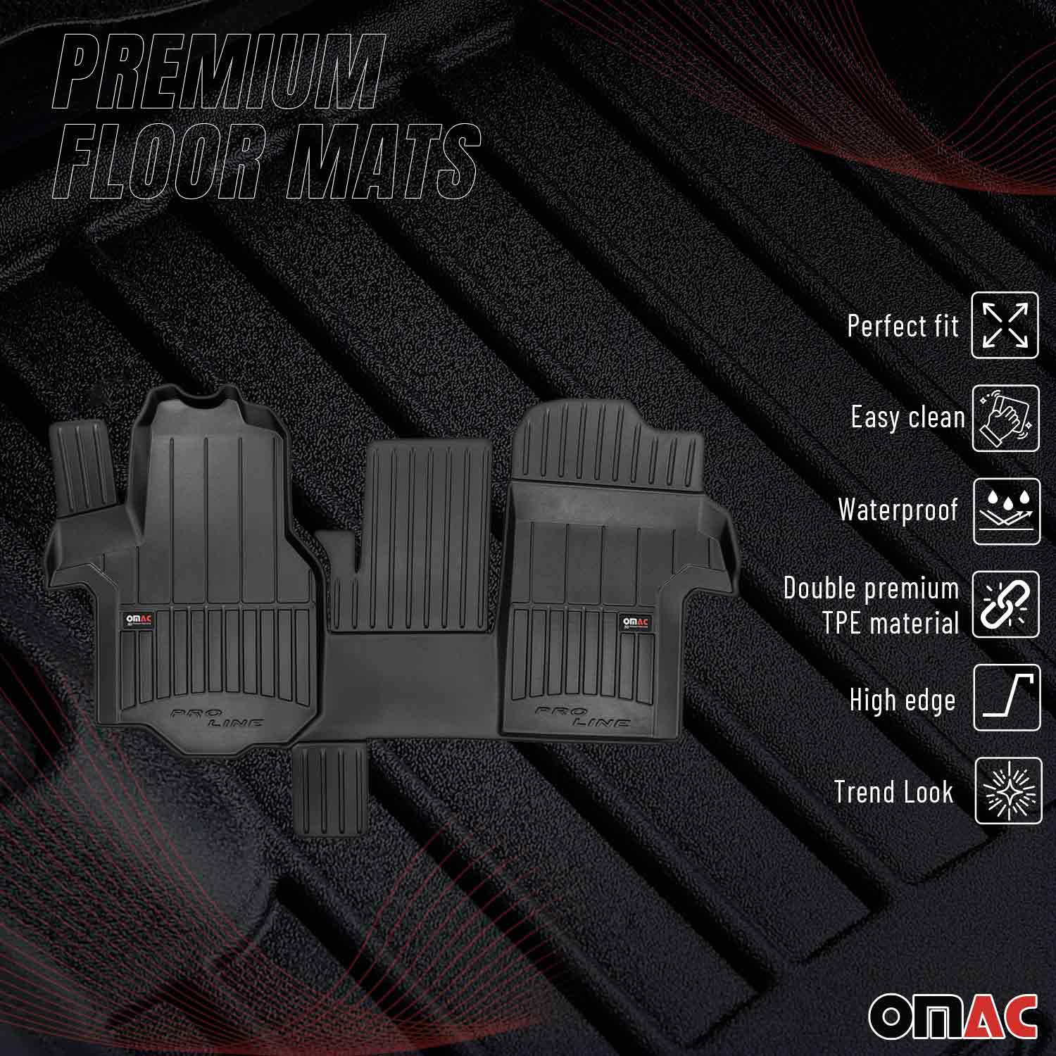 OMAC Premium Alfombrillas De Coche para VW Crafter 2016-2024 Negro TPE Goma 1Pza