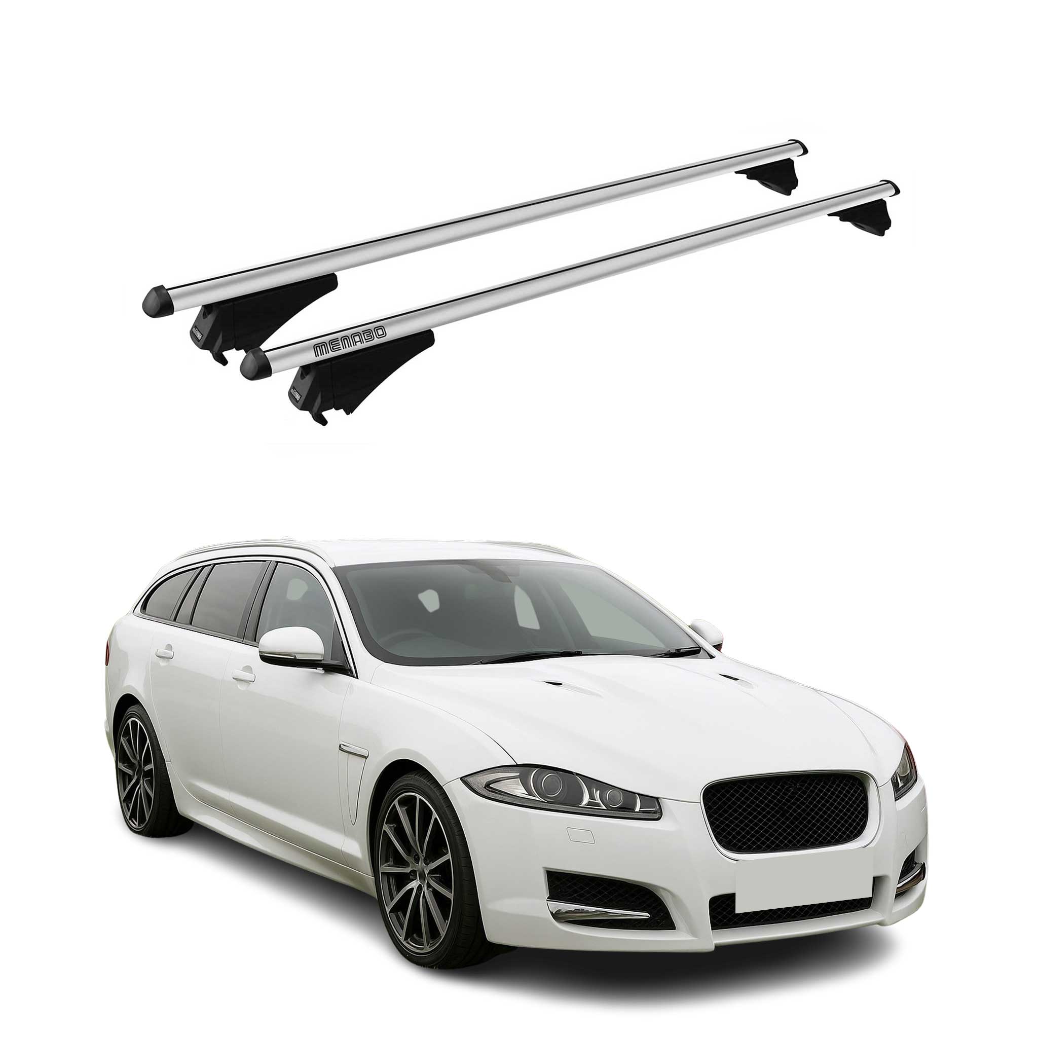 Menabo Barras de Techo Coche Baca para Jaguar XF X250 Sportbrake 2008-2015 Gris