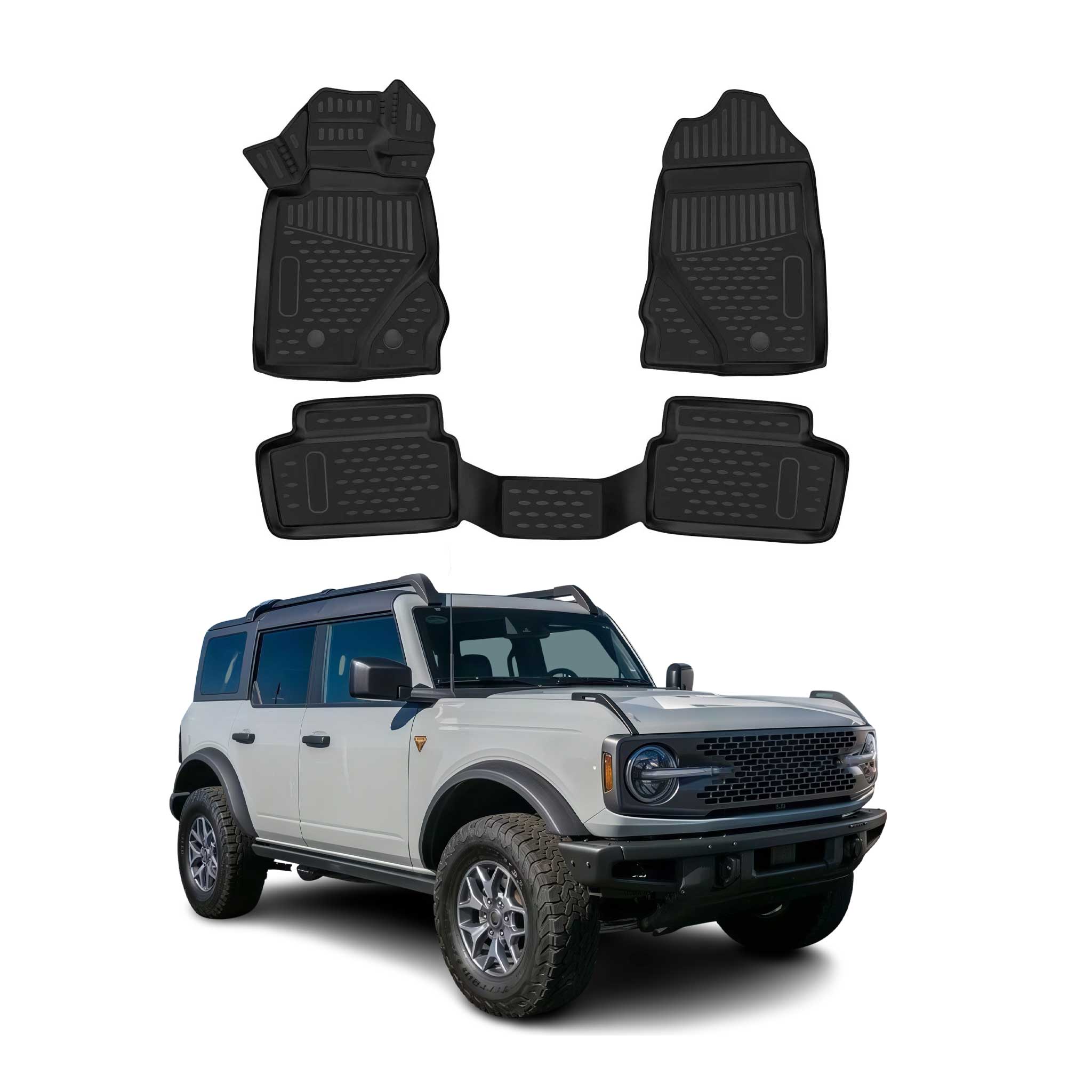 OMAC Alfombrillas De Coche para Ford Bronco 2022-2025 2 Puertas Negro 3Pza