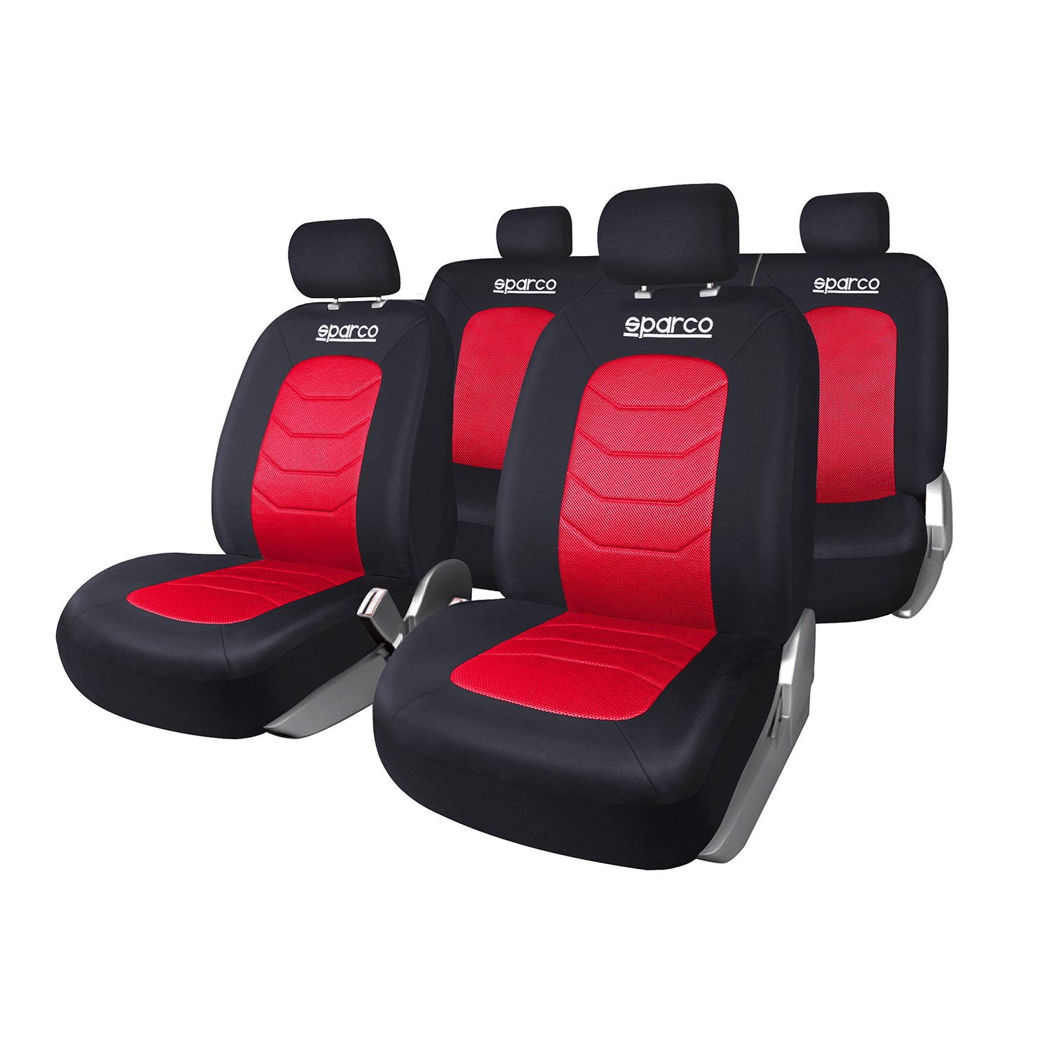 Sparco Funda de Asiento Universal Negro Rojo Poliéster Delantero Trasero