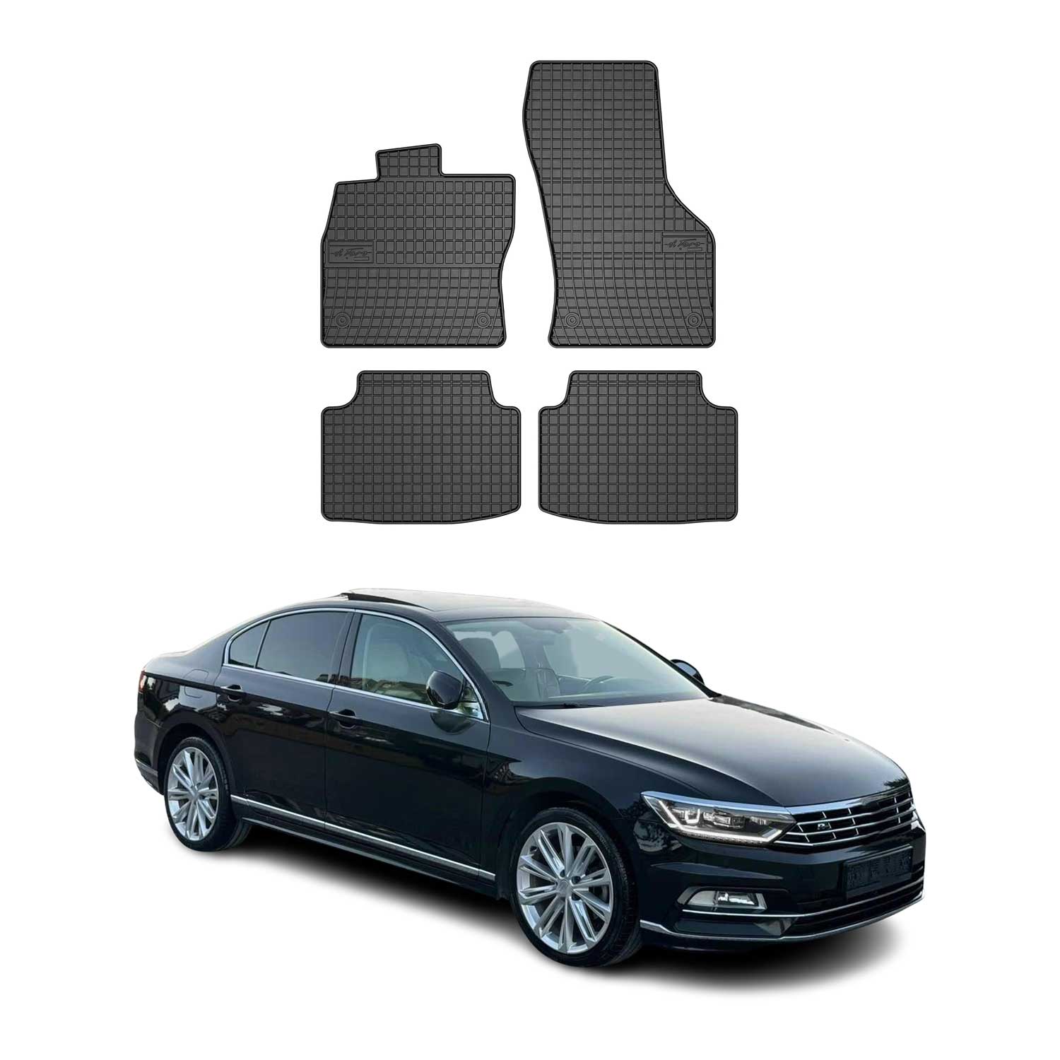 OMAC Alfombrillas De Coche para VW Passat B8 2015-2023 Negro Goma 4Pza