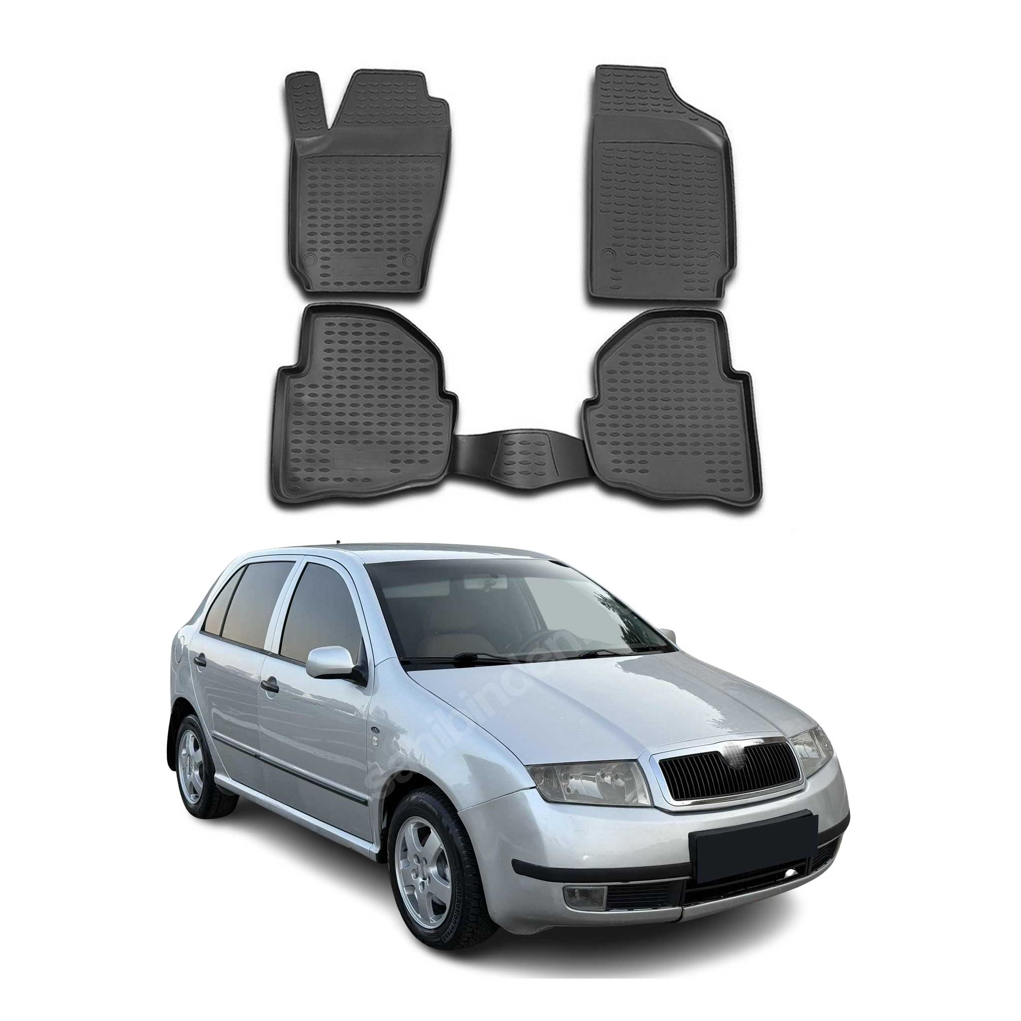 OMAC Alfombrillas De Coche para Skoda Fabia 1999-2007 Negro Goma TPE 4Pza