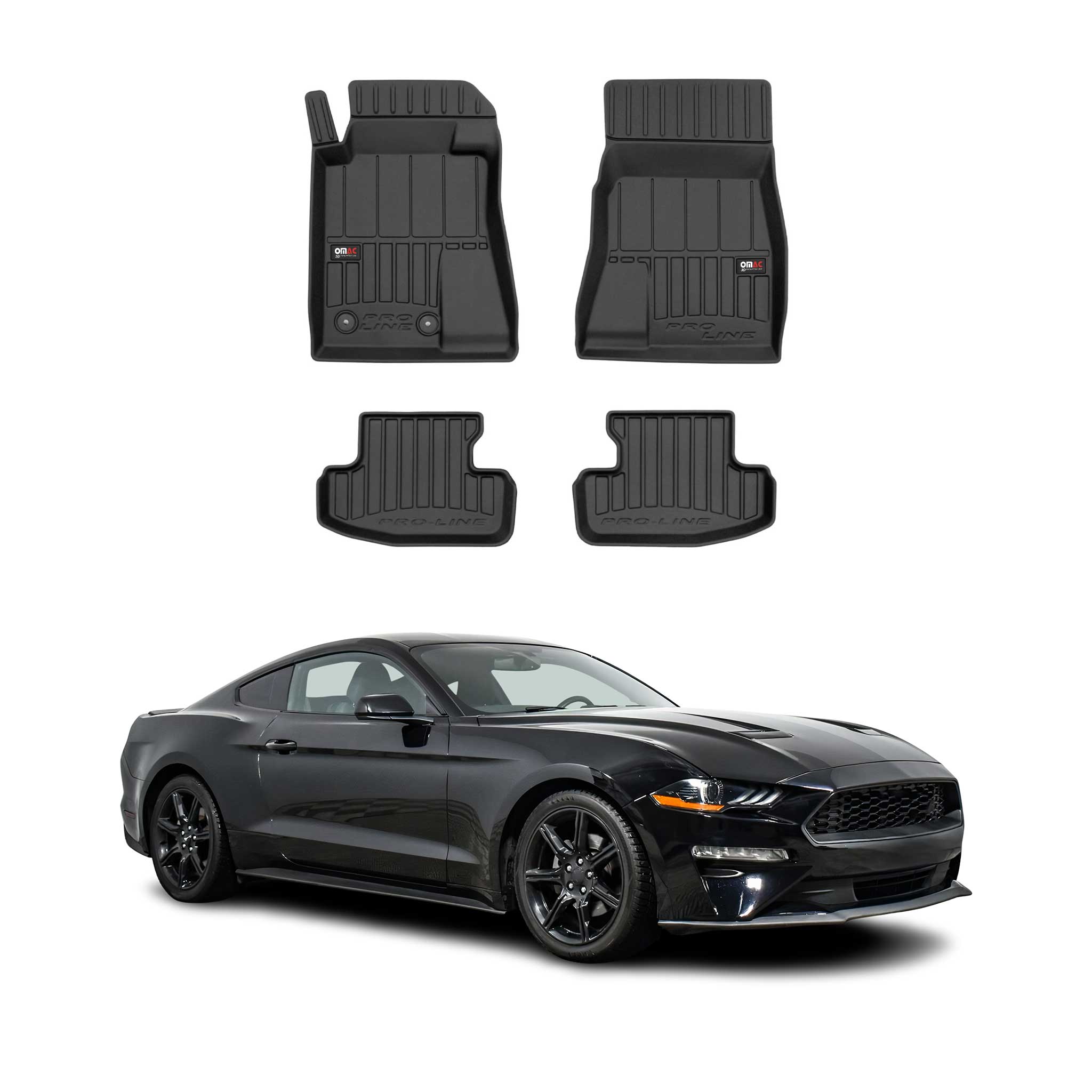 OMAC Premium Alfombrillas De Coche para Ford Mustang Cupé 2015-2023 TPE Goma 4x