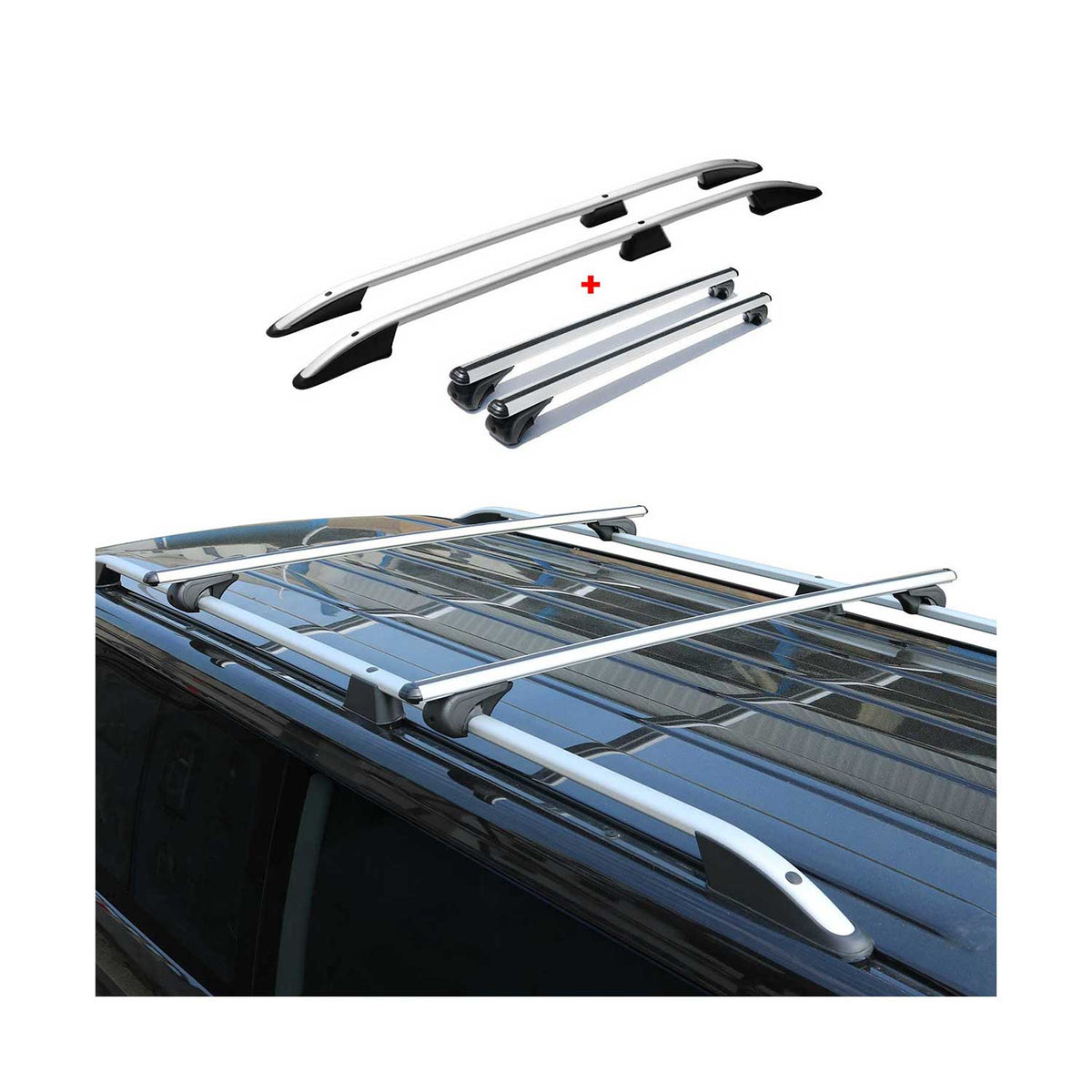 Rieles & Barras de Techo Coche para Peugeot Partner Tepee 2008-2018 Gris Alu 4x