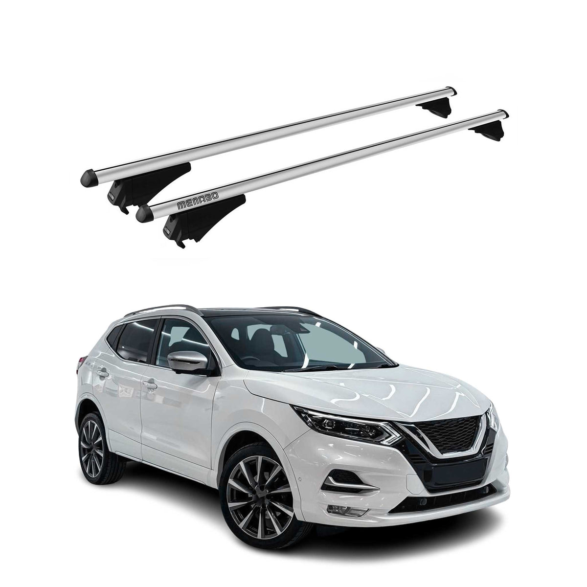 Menabo Barras de Techo Coche Baca para Nissan Qashqai Dualis J11 2017-2025 Gris