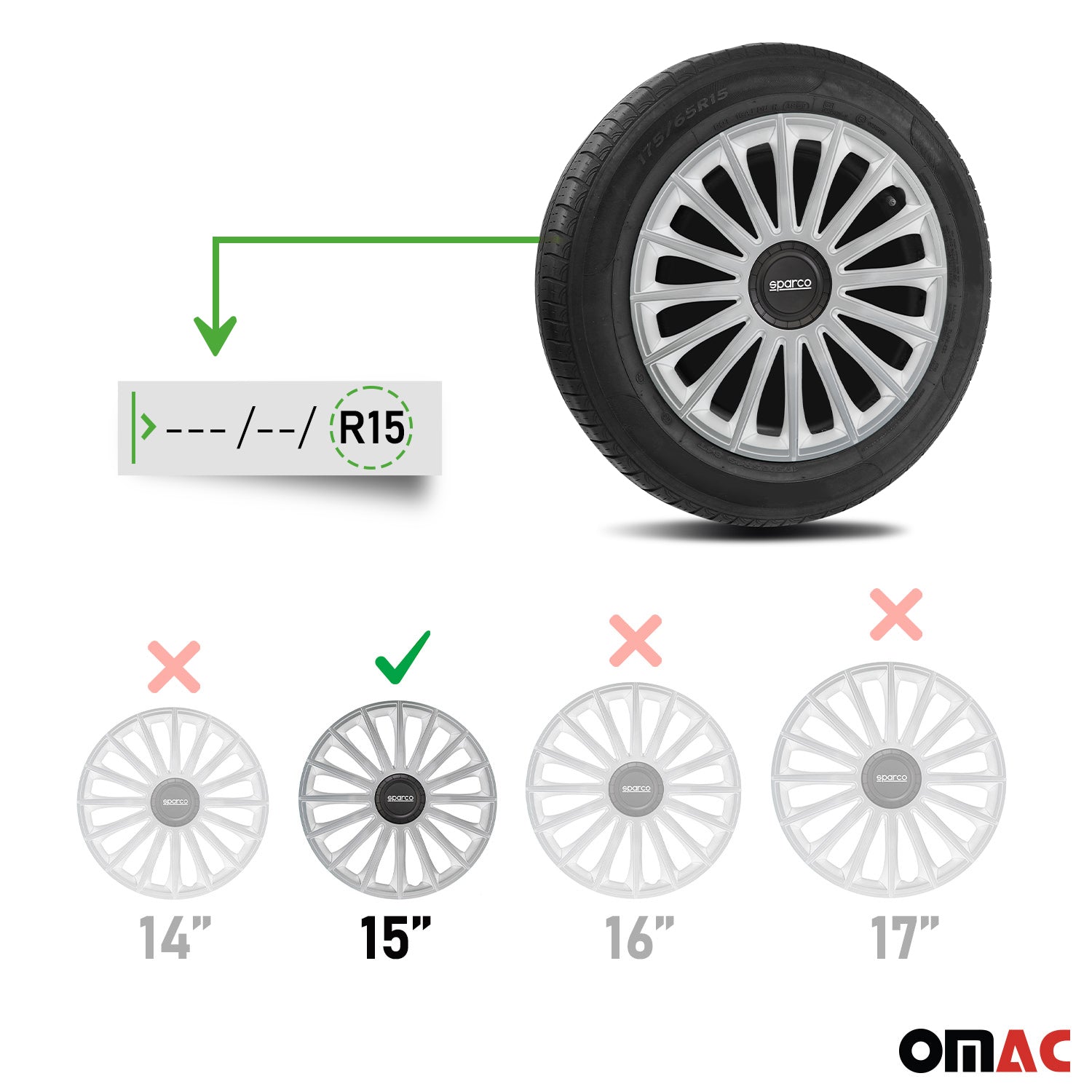 Sparco Treviso Tapacubos 15 Pulgadas Universal Plata ABS