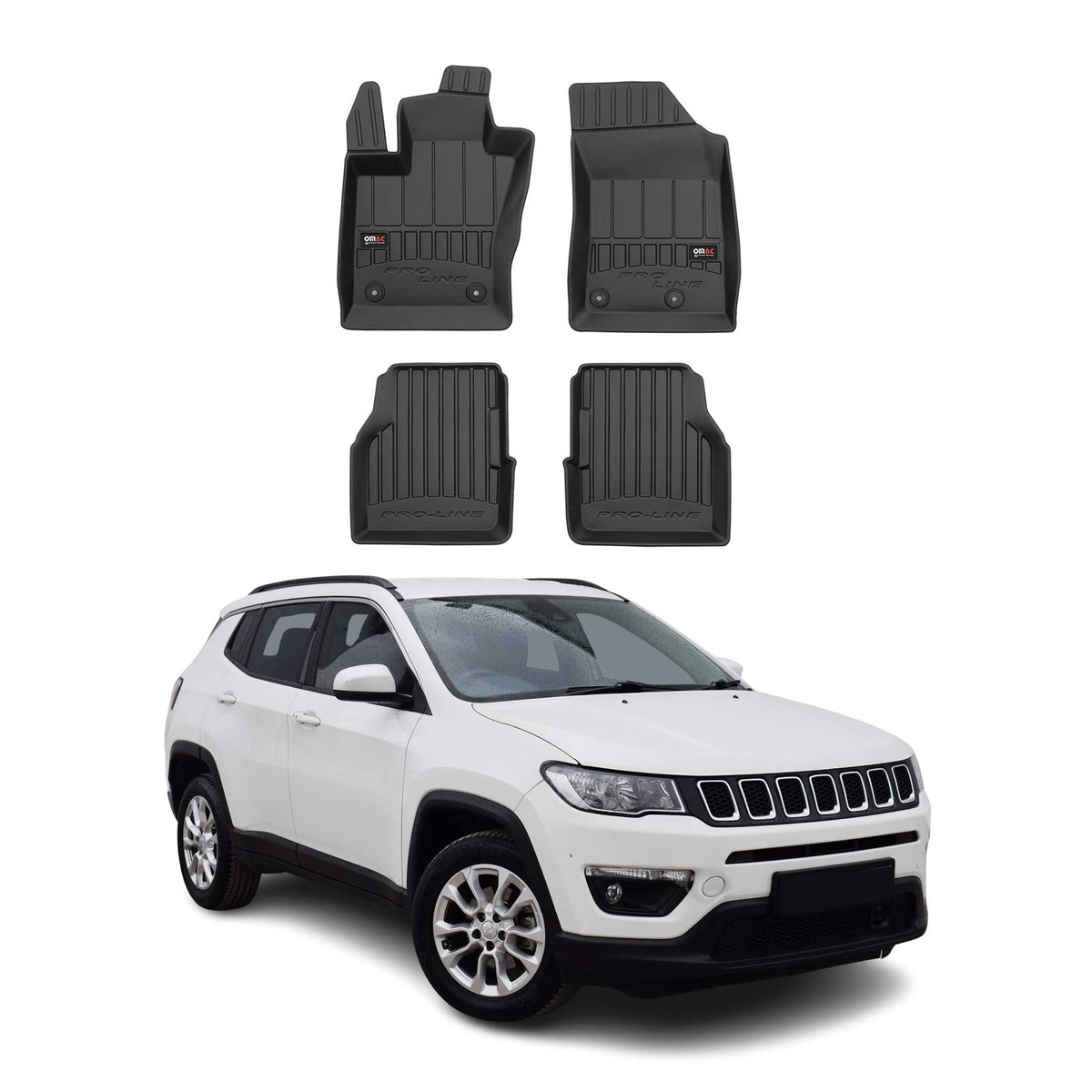 OMAC Premium Alfombrillas De Coche para Jeep Compass 2017-2025 Negro TPE Goma 4x