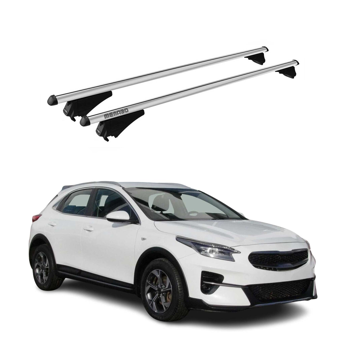 Menabo Barras de Techo Coche Baca para Kia XCeed 2019-2025 Gris Aluminio 2Pza