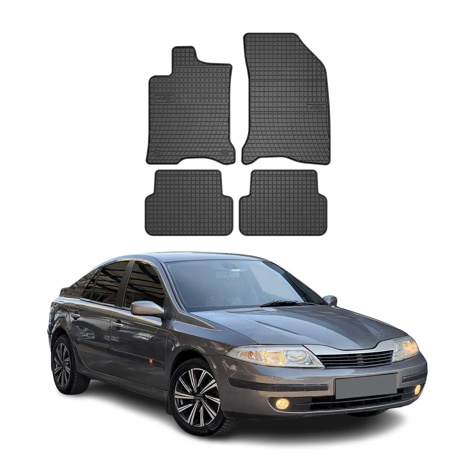 OMAC Alfombrillas De Coche para Renault Laguna 2001-2007 Negro Goma 4Pza