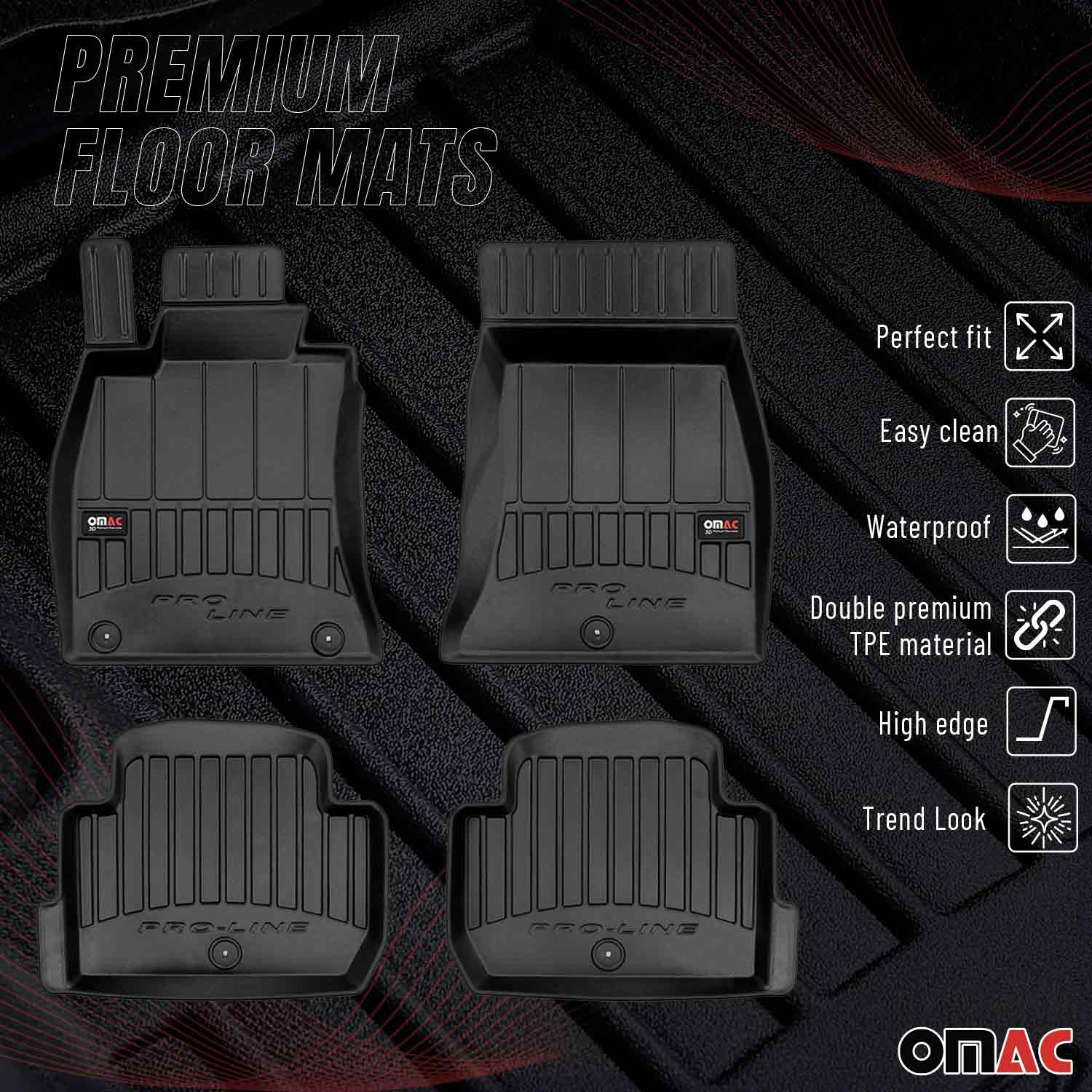 OMAC Premium Alfombrillas De Coche para Kia Stinger 2017-2024 Negro TPE Goma 4x