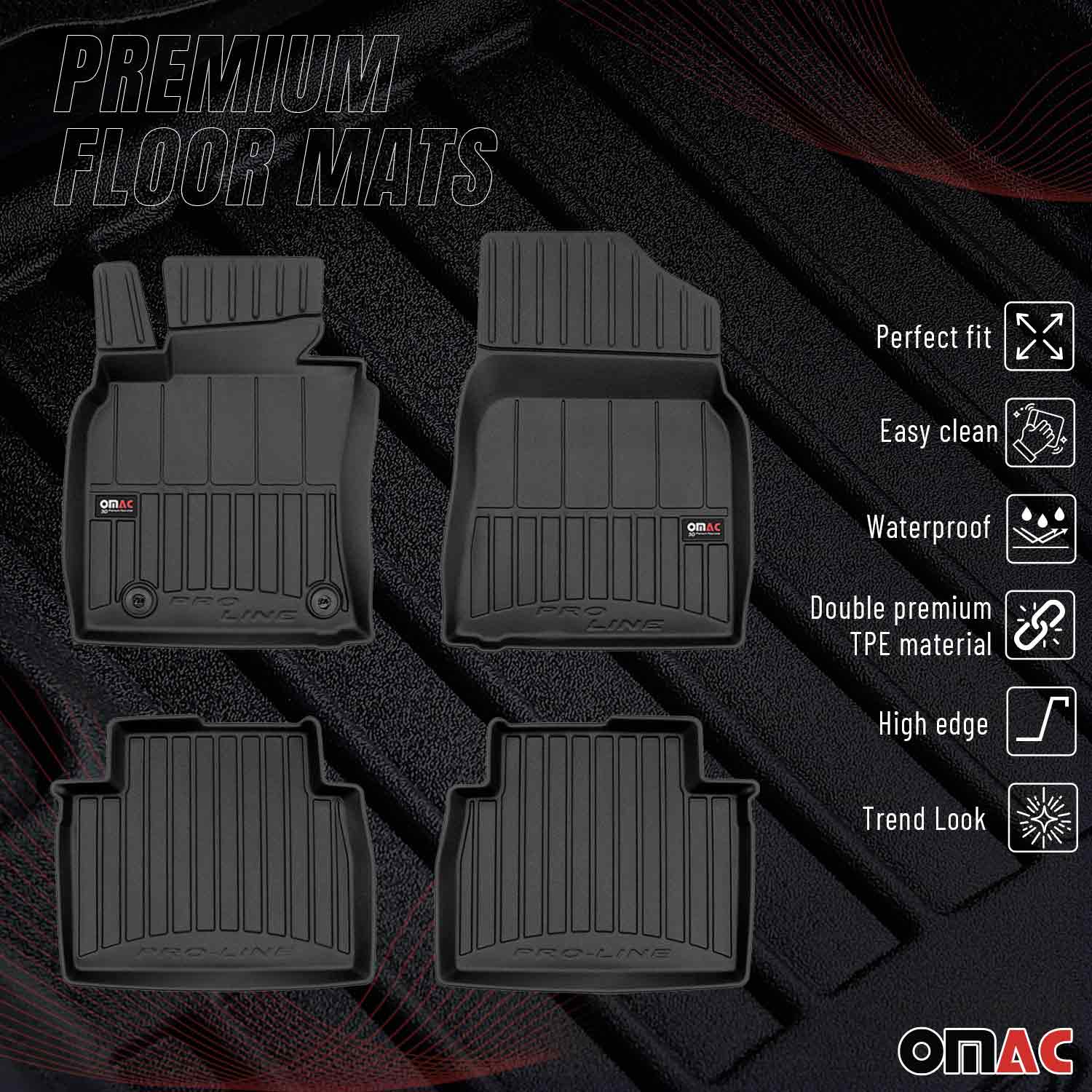 OMAC Premium Alfombrillas De Coche para Toyota Camry 2018-2024 Negro TPE Goma 4x