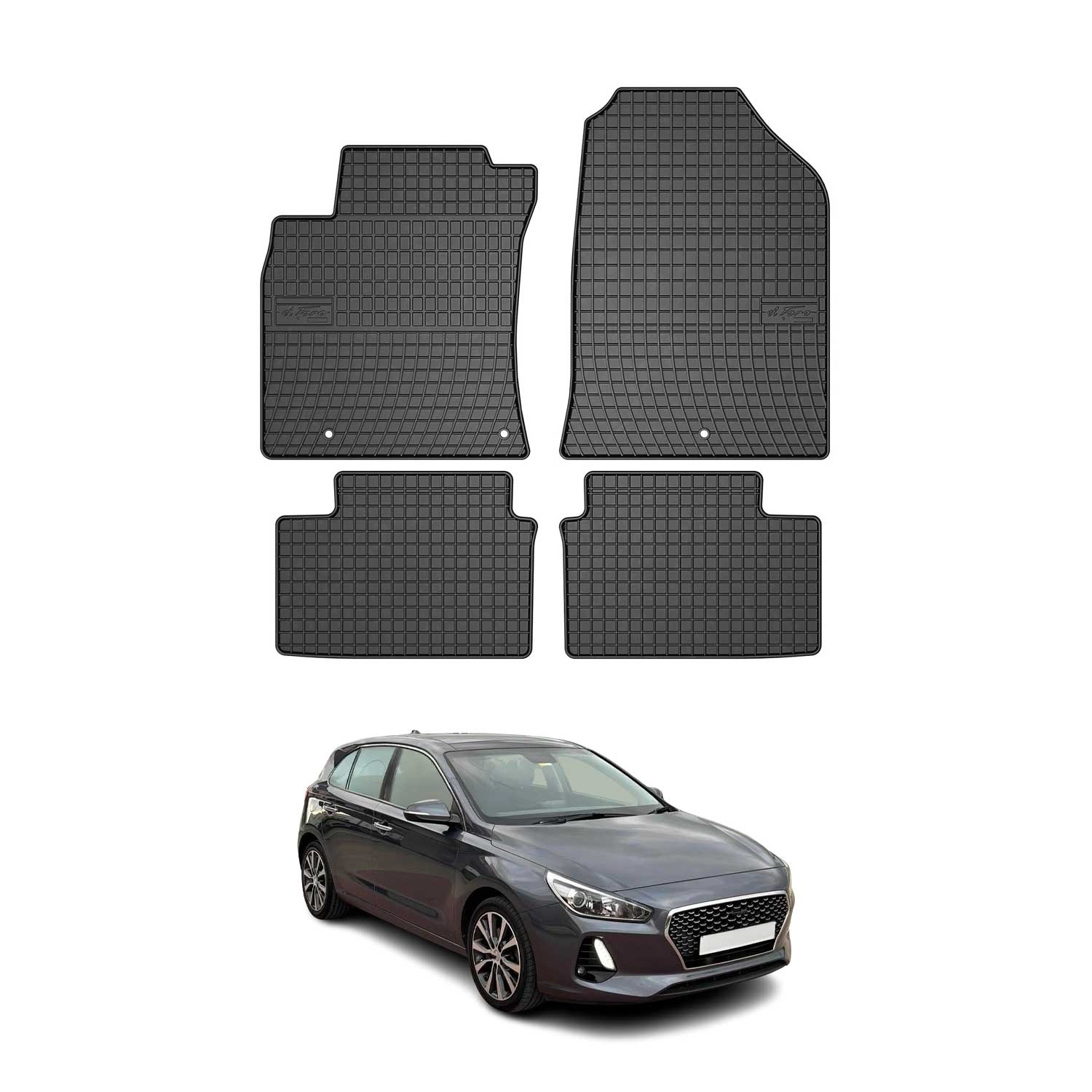 OMAC Alfombrillas De Coche para Hyundai i30 2016-2025 Negro Goma 4Pza