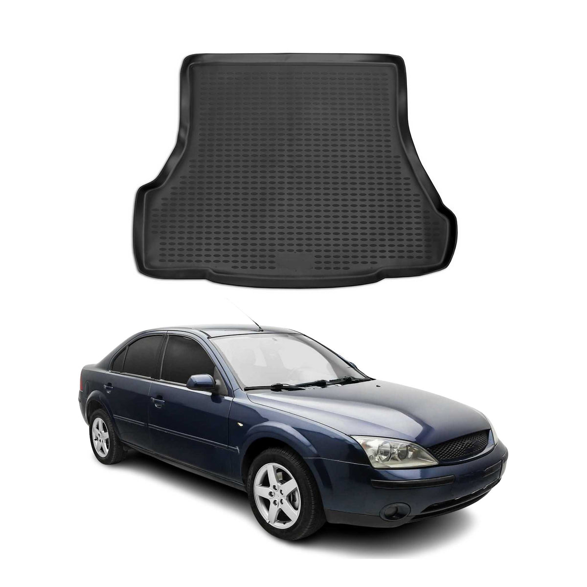 OMAC Bandeja Maletero Alfombrilla para Ford Mondeo 2000-2007 Negro Goma TPE 1Pza