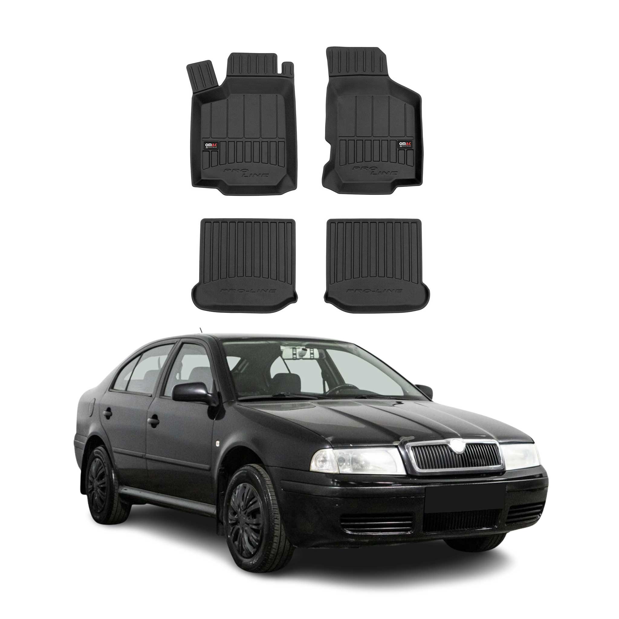 OMAC Premium Alfombrillas De Coche para Skoda Octavia 1996-2010 TPE Goma 4x