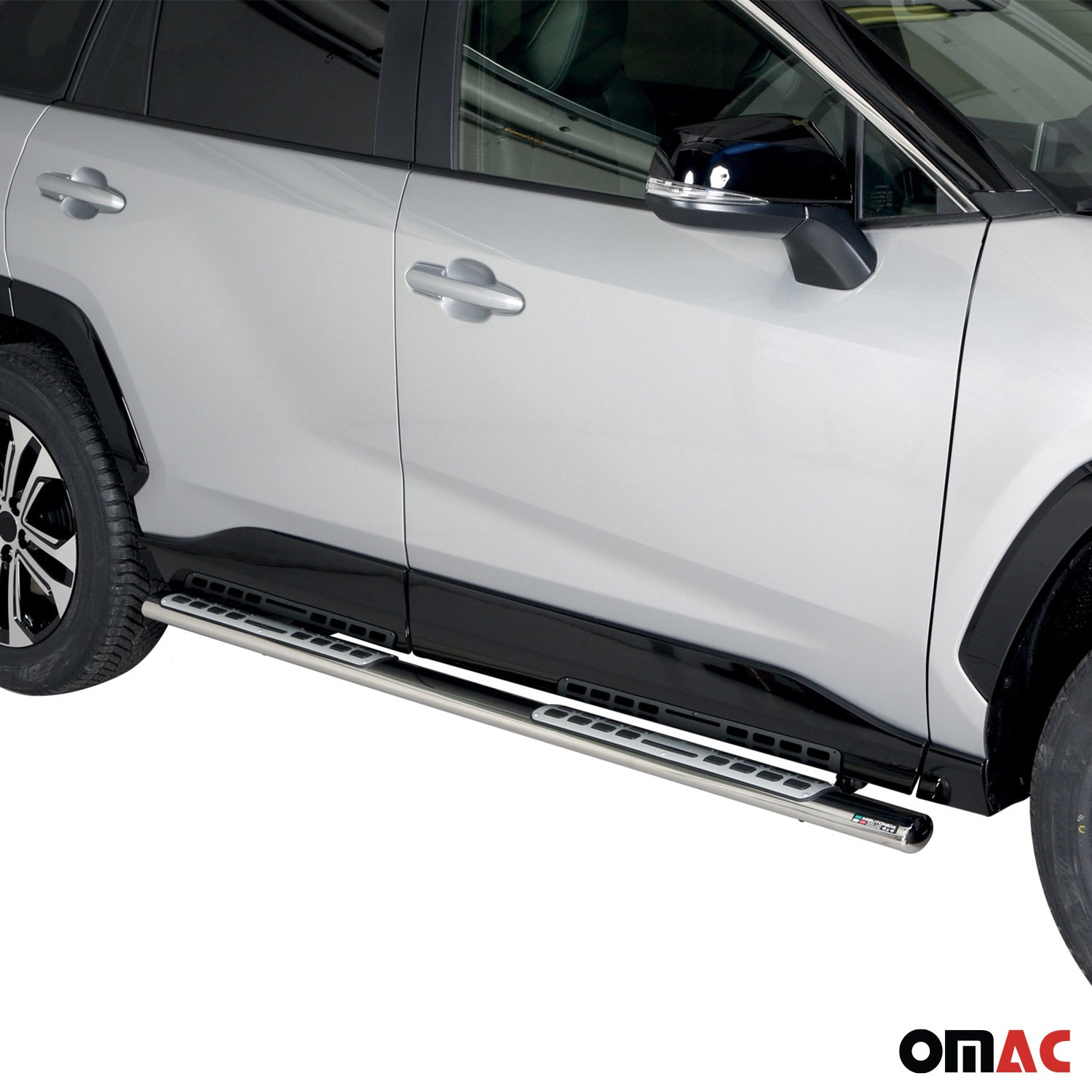 Par de Estribos Barras Laterales para Toyota RAV4 Hybrid 2019-2025 Plata Acero