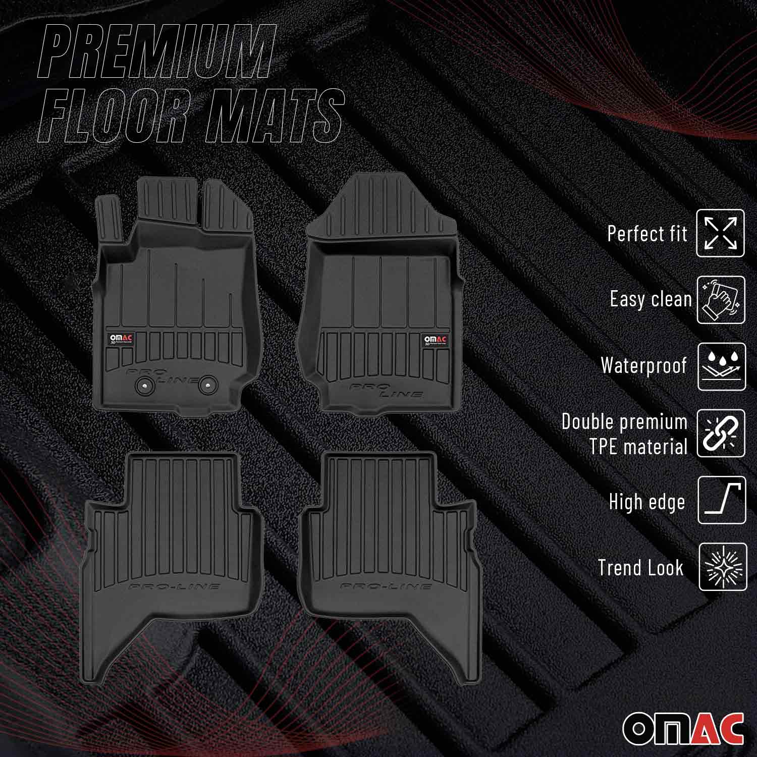 OMAC Premium Alfombrillas De Coche para Ford Ranger 2011-2024 Negro TPE Goma 4x