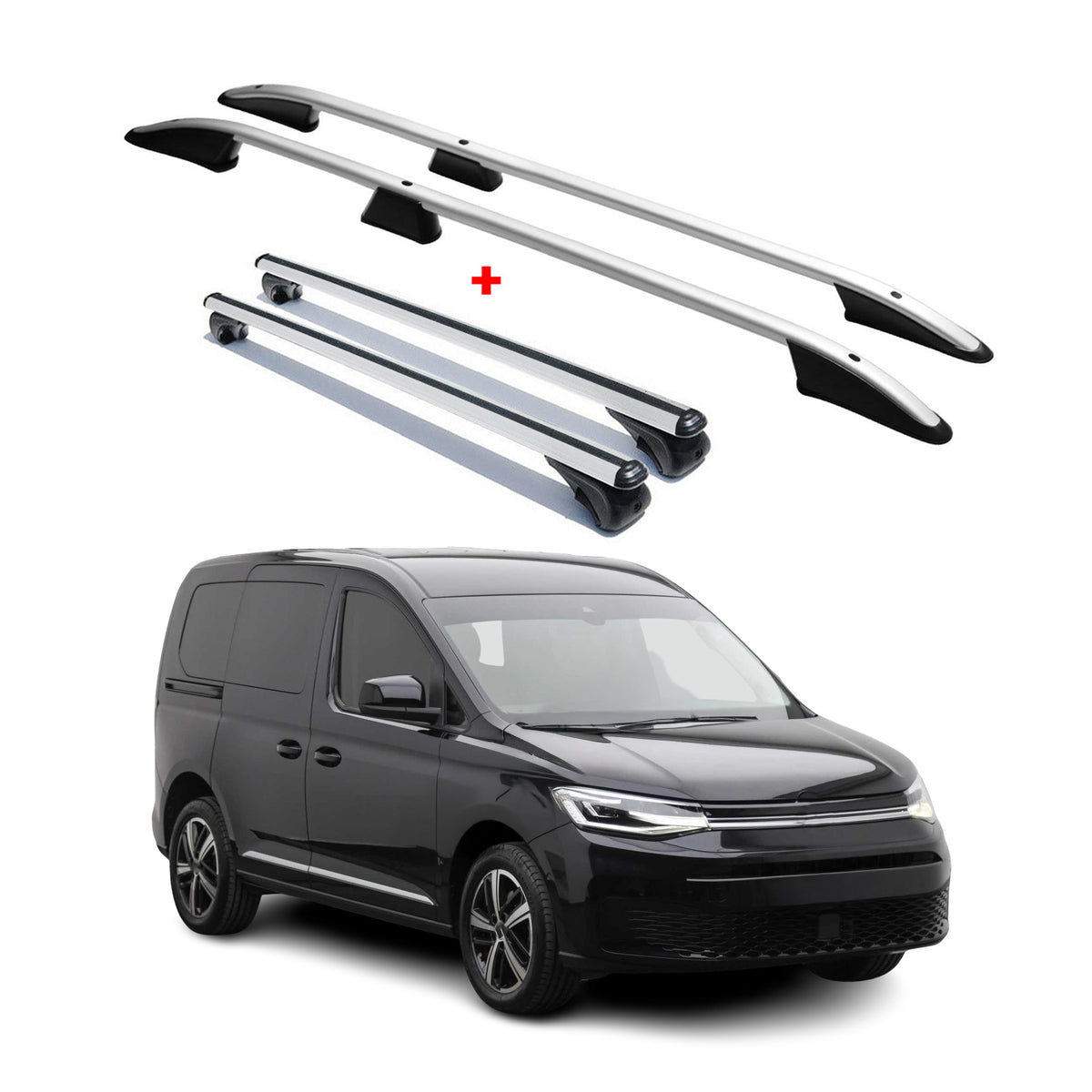 Rieles & Barras de Techo Coche para VW Caddy 2020-2026 Plata Aluminio